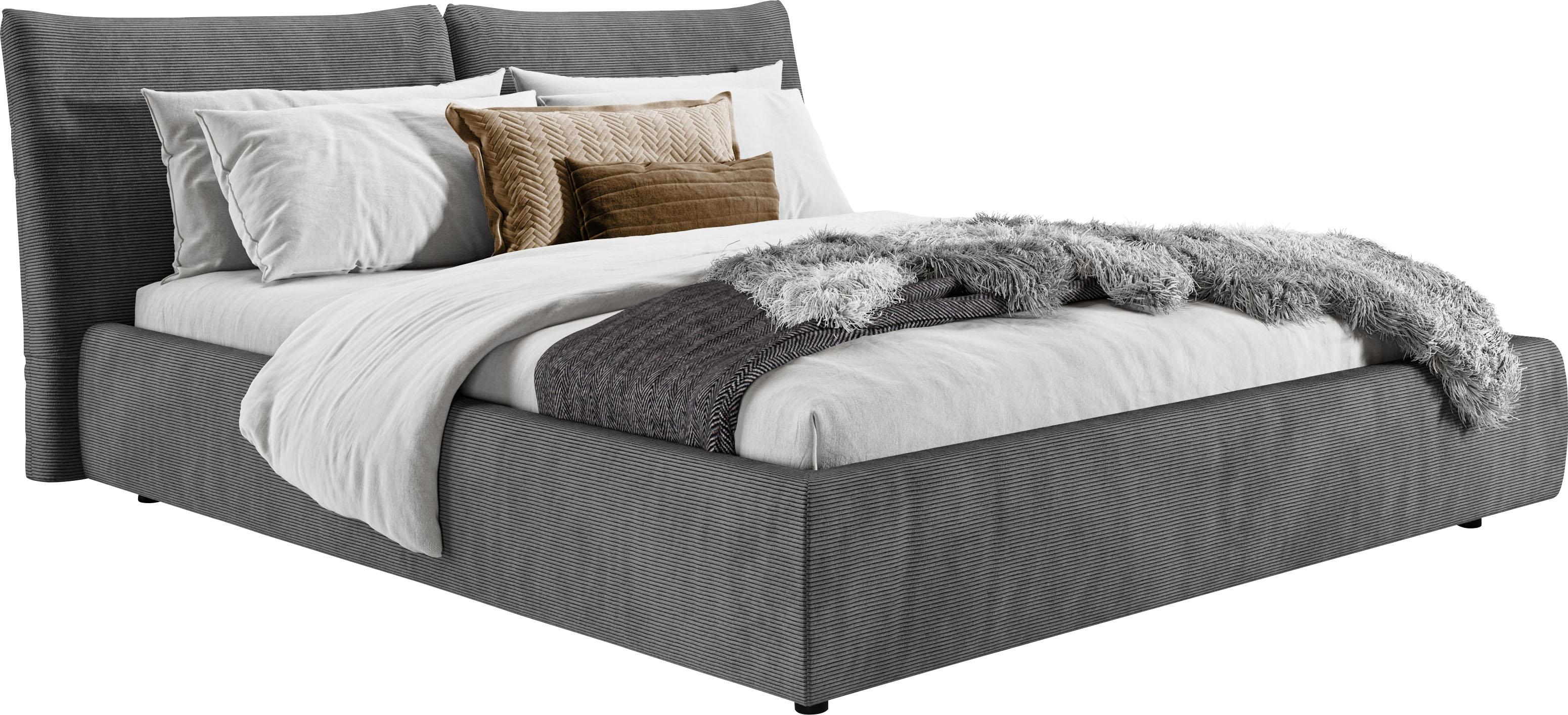 Polsterbett HOME AFFAIRE "Priora in 4 Breiten bis 200cm", grau (anthrazit), B:232cm H:100cm L:250cm, 95% Polyester / 5% Nylon, Betten, Polsterbett, auch in NaturLEDER, Cord, belastbar bis 280kg, auch Überlänge 220 cm