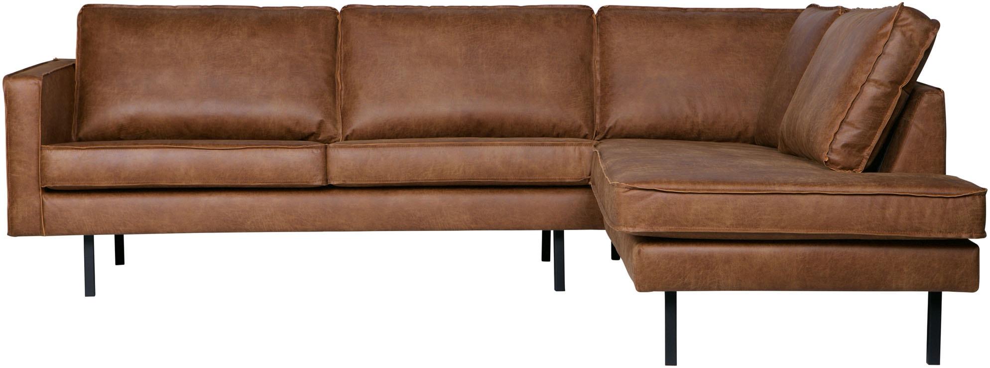 Ecksofa WOOOD "Rodeo", braun (cognac), B:266cm H:85cm T:213cm, Sofas, Ecksofa, mit recyceltem Leder, frei im Raum stellbar, H 85 cm x B 266 cm