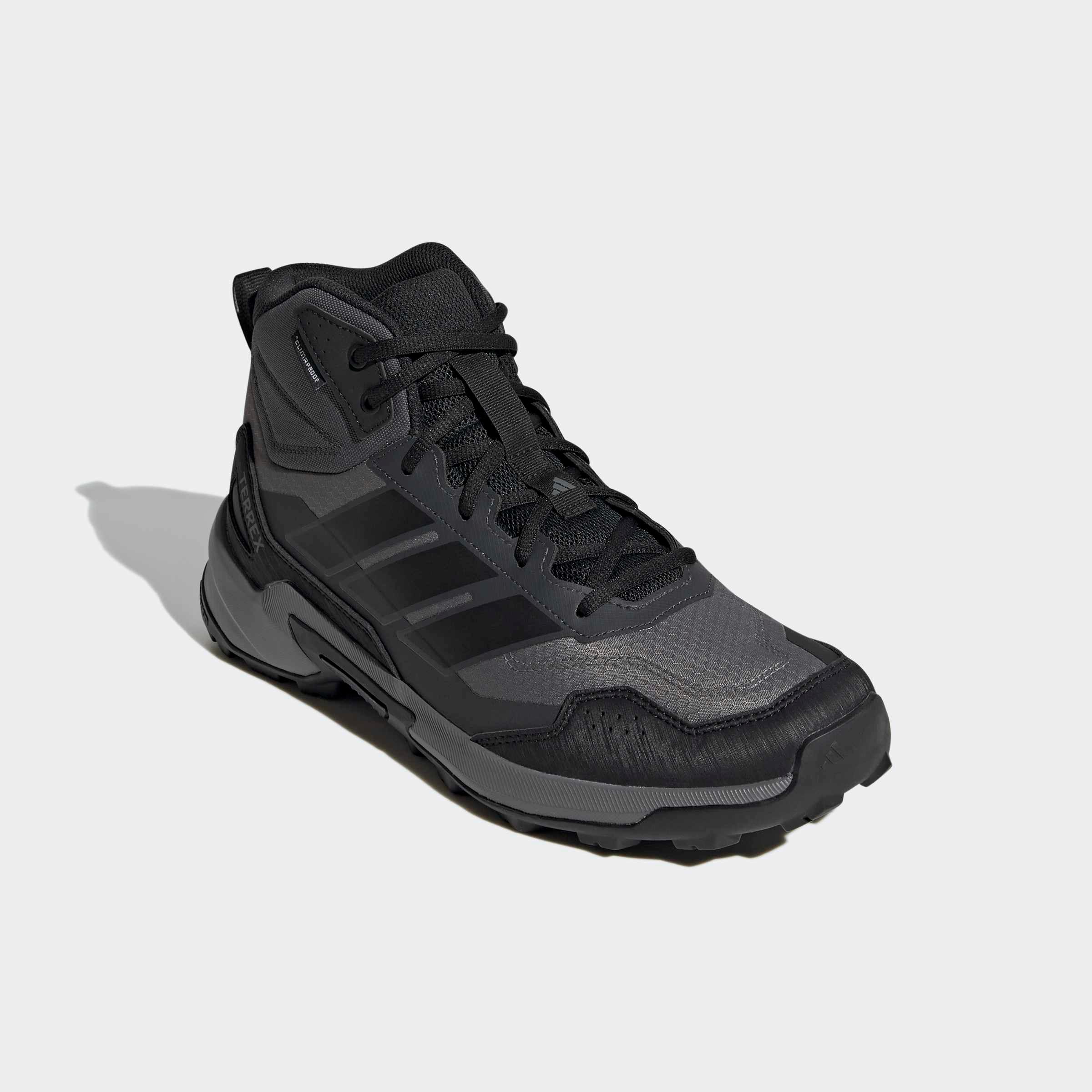 Wanderschuh ADIDAS TERREX "TERREX EASTRAIL 3 MID CLIMAPROOF", Herren, Gr. 44,5, grau four, core schwarz, carbon, Synthetik, Textil, Schuhe Wanderschuh, wasserdicht