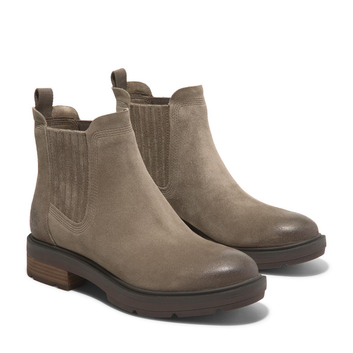 Chelseaboots TIMBERLAND "BRIMFIELDMID CHELSEA BOOT", Damen, Gr. 39,5, braun (md braun sued), Leder, Schuhe Chelseaboots, Stiefelette, Winterschuhe, Ankle Boots