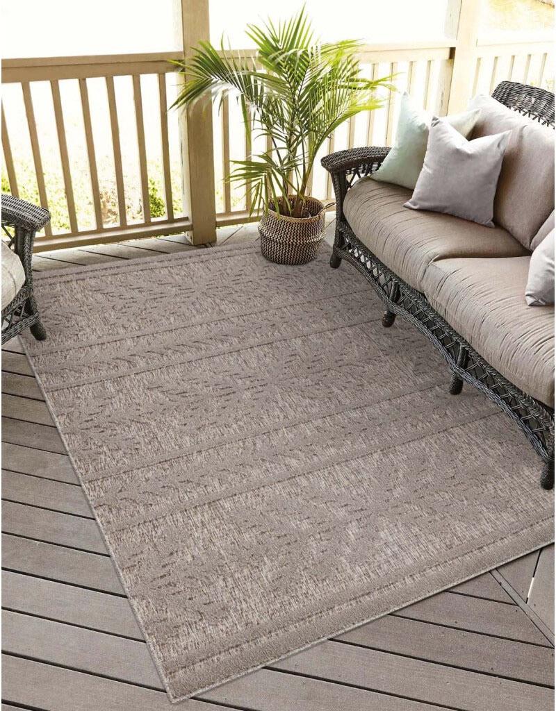 Teppich CARPET CITY "In-& Outdoorteppich Santorini 411, 3D-Effekt, Boho-Optik", braun, B:140cm H:5mm L:200cm, Polypropylen, Teppiche, Teppich, Wetterfest & UV-beständig für Terrasse, Balkon, Küche, Flur