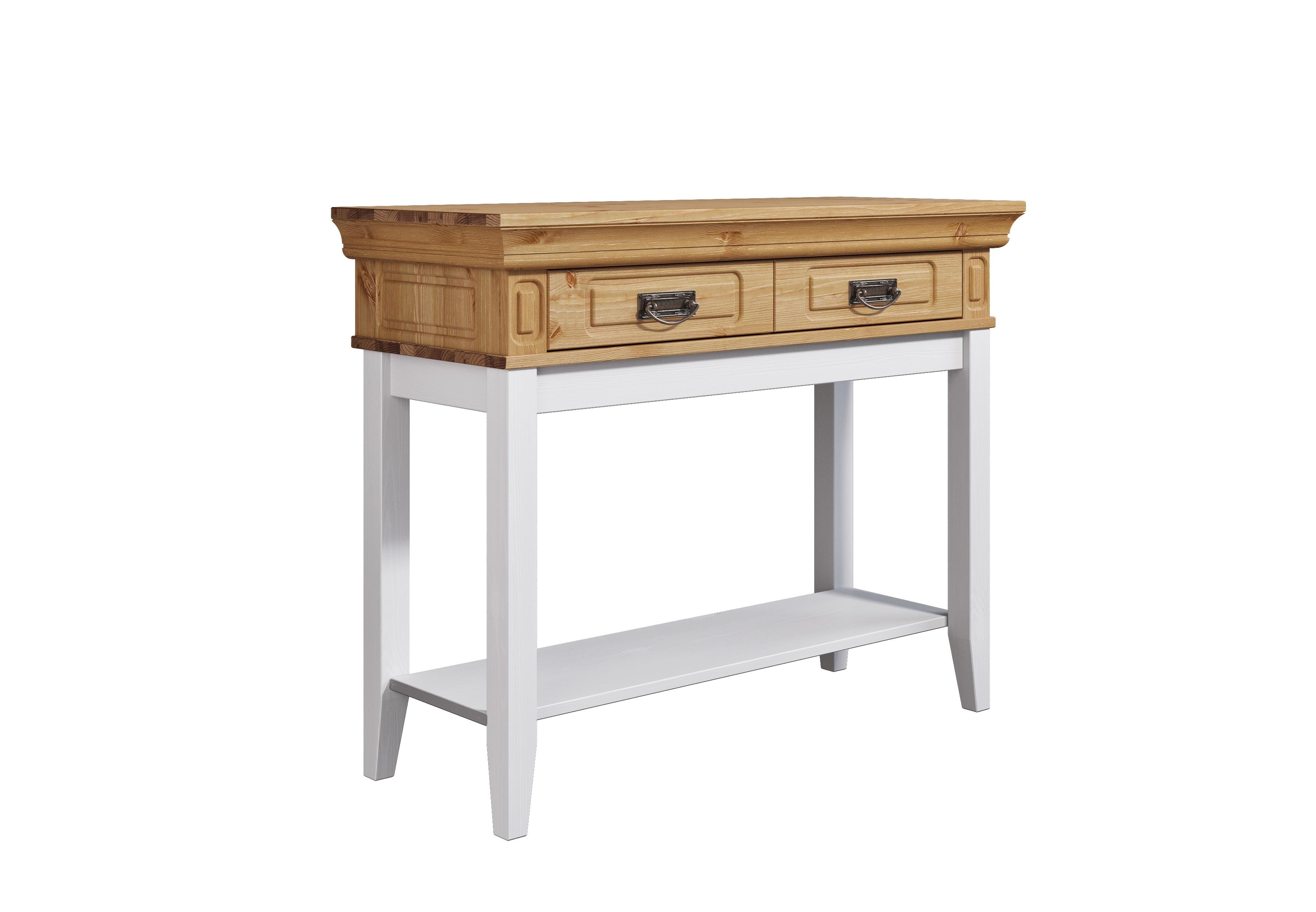 Nachttisch OTTO HOME "Vinales; Konsolentisch, Beistelltisch ideal für Boxspringbetten", weiß (weiß, honig), B:96cm H:76cm T:39cm, Tische, Nachttisch, Aus massiver Kiefer, mit Fräsungen