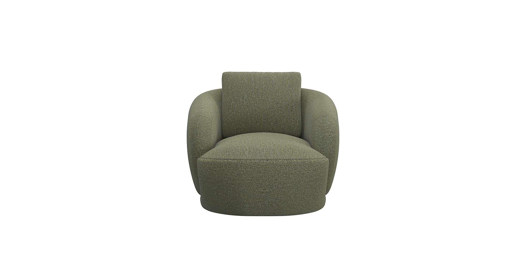 Sessel FLEXLUX "Torino, rund, drehbar, Einzelsofa, Polstersessel", grün (moss), B:90cm H:85cm T:92cm, 100% Polyester, Sessel, Sessel, Modernes, organisches Sessel-Design, Kaltschaum, Wellenunterfederung