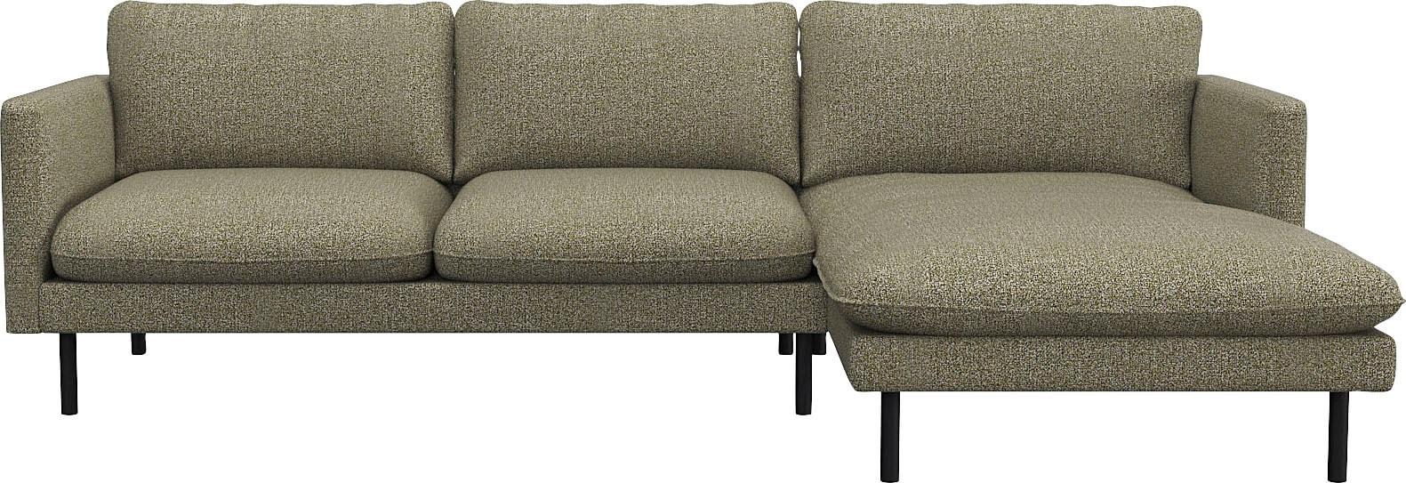 Ecksofa FLEXLUX "Bolzano, elegant und bequem, L-Form", grün (fall grün), B:261cm H:61cm T:165cm, 62% Polyester, 17% Cotton, 14% Viscose, 7% Linen, Sofas, Ecksofa, Sitzaufbau mit Kaltschaum & Stahl-Wellen, loose Sitz -& Rückenkissen