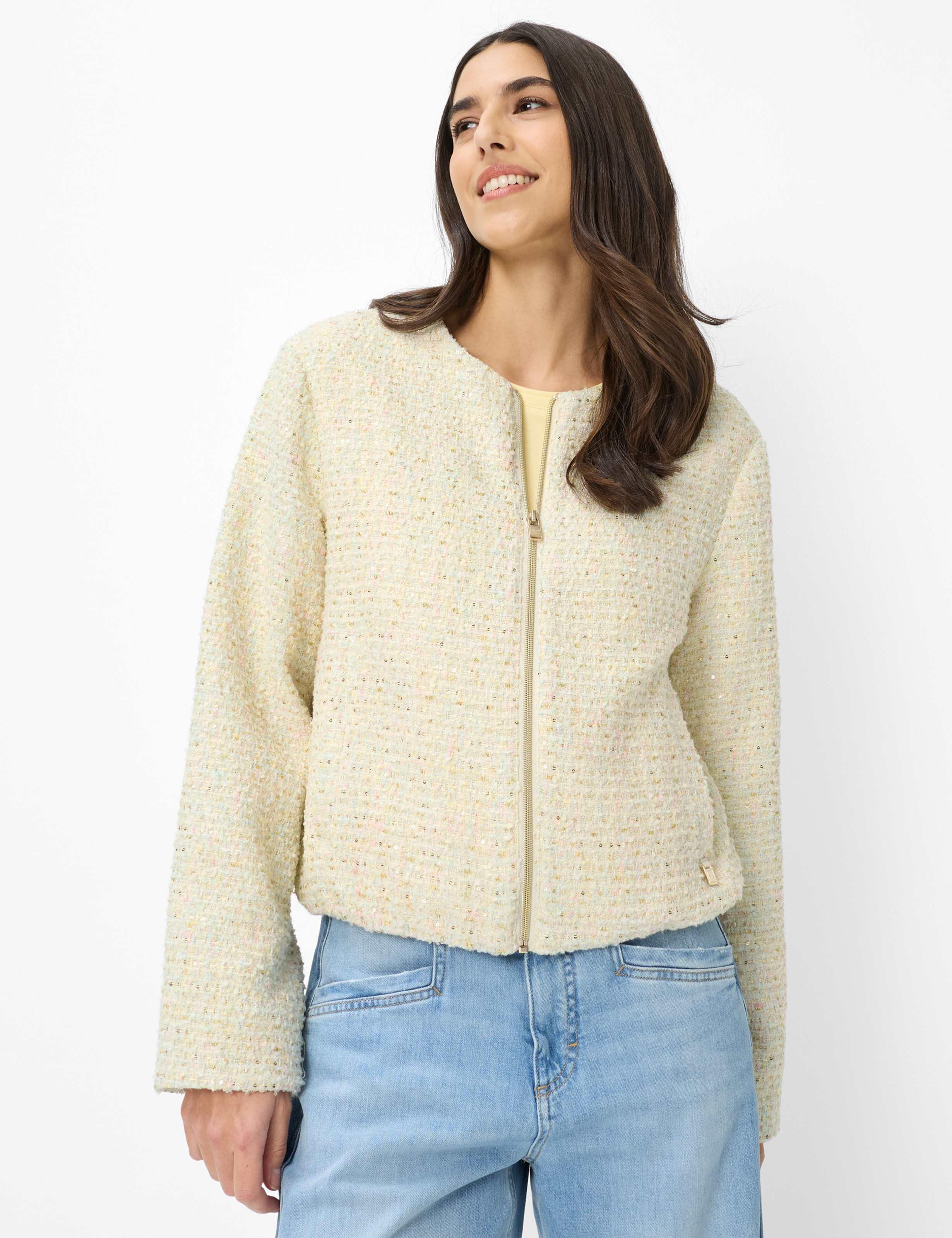 Steppjacke Brax "Style Lyon", Damen, Gr. 36, Hellbeige, Web, 90% Polyester, 10% Baumwolle, Rundhals, Jacken Steppjacke
