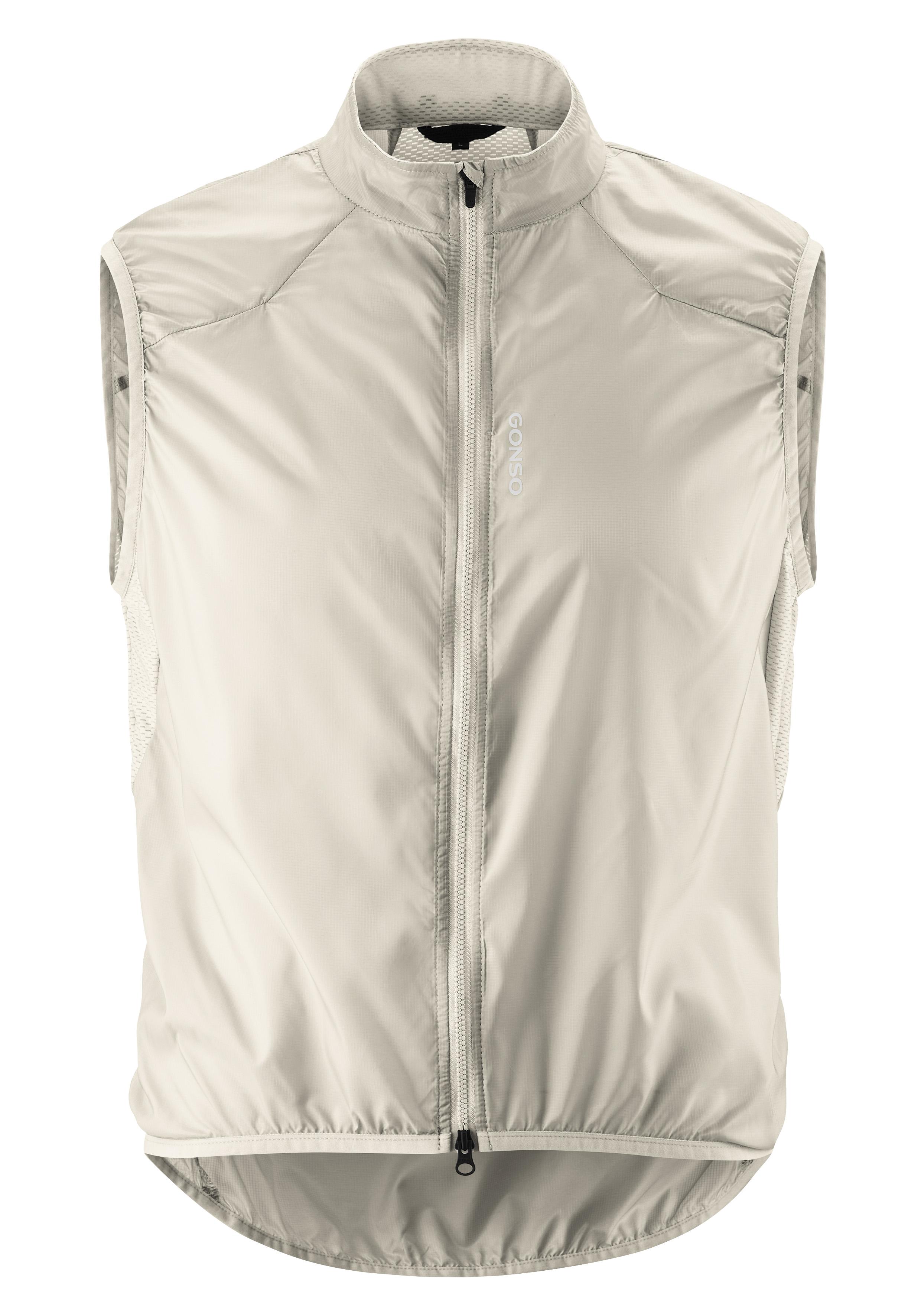 Funktionsweste Gonso "Road Vest Wind M", Herren, Gr. L, Grau (Hellgrau), 100% Polyester, Westen Funktionsweste, Herren Weste, Atmungsaktive Radweste, Leichte Windweste, Tight Fit