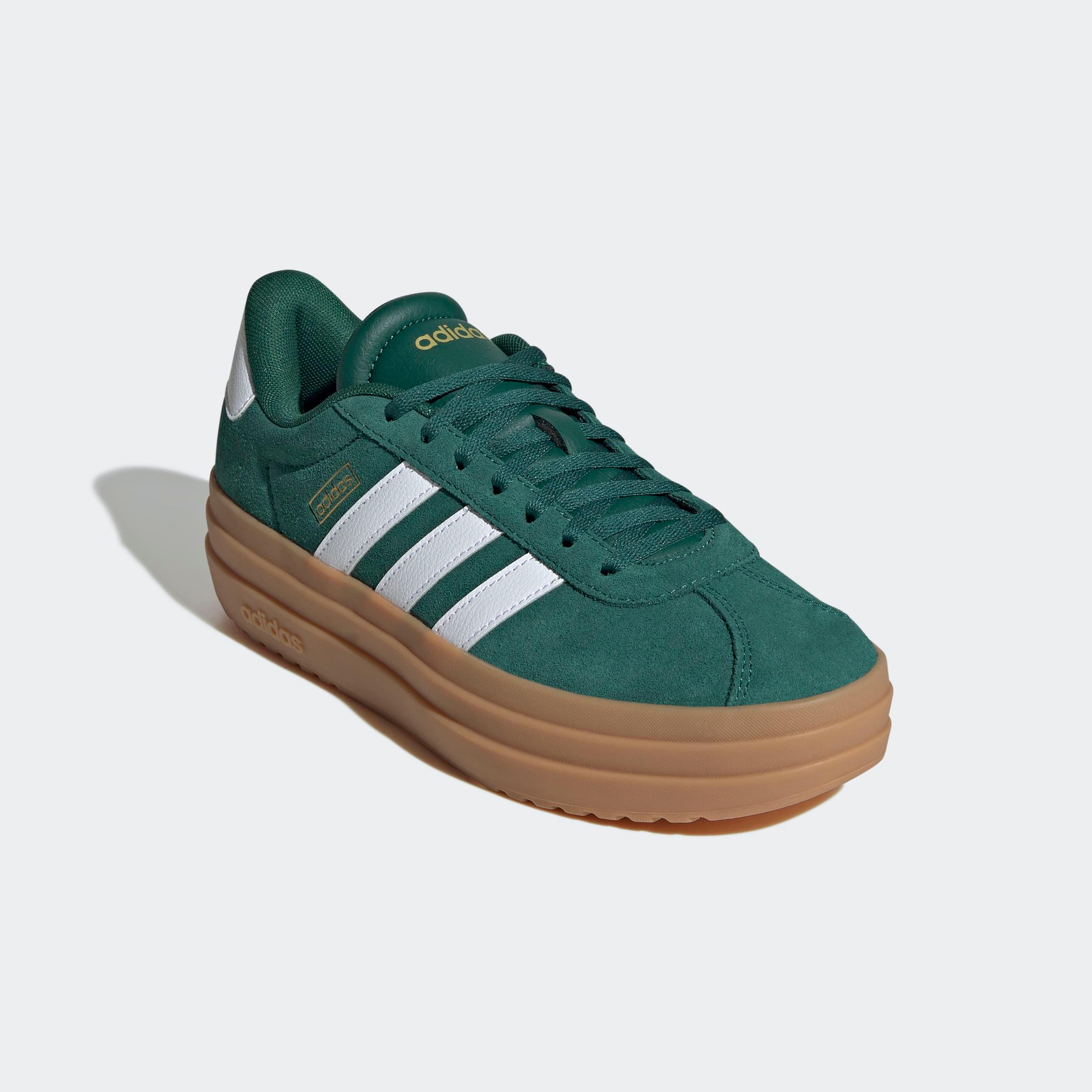 Plateausneaker Adidas Sportswear "Vl Court Bold", Damen, Gr. 38, GrüN (Collegiate GrüN, Ftwr Weiß, Gold Metallic), Leder, Synthetik, Schuhe Plateausneaker, Inspiriert Vom Design Des Adidas Gazelle Bold