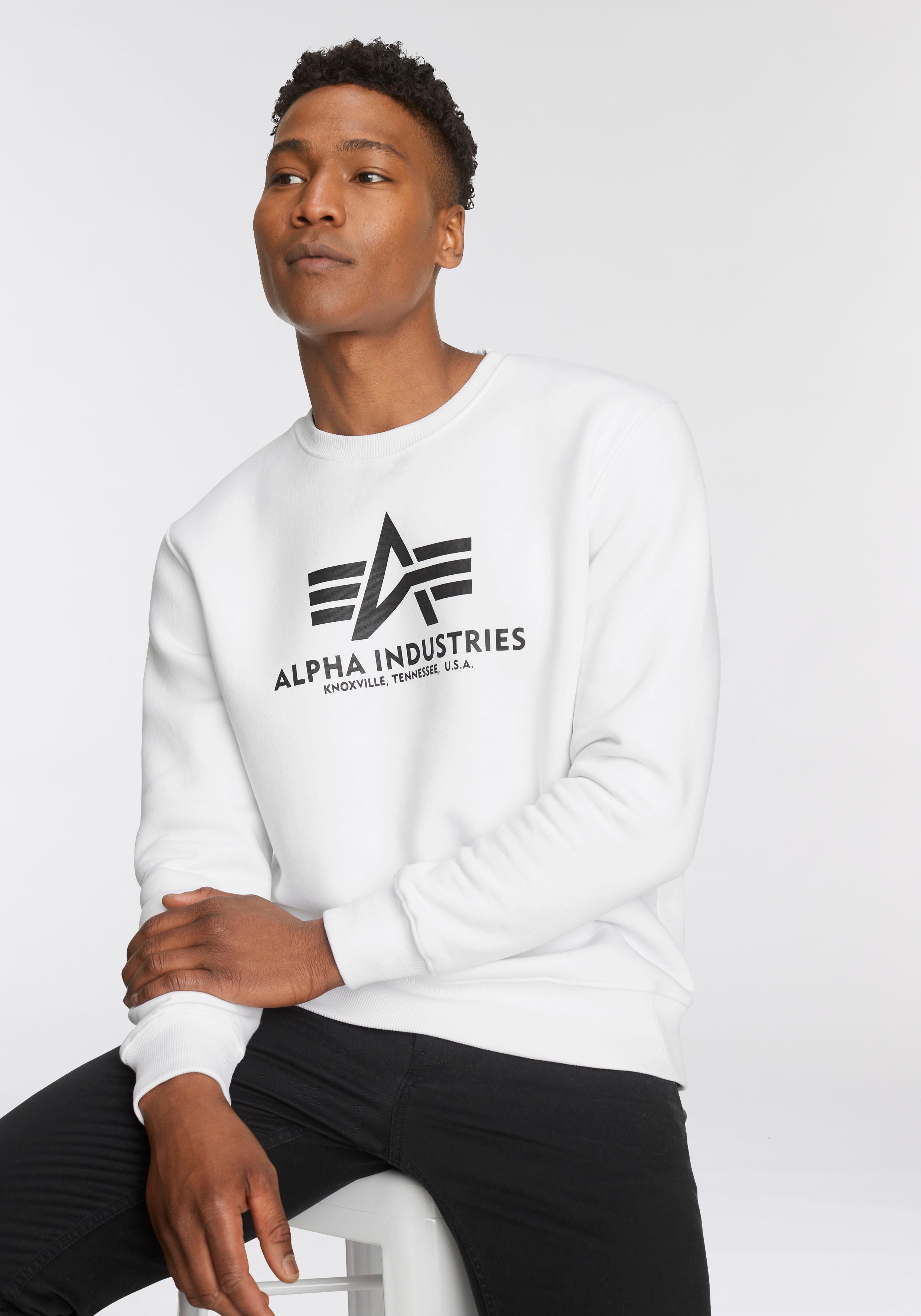 Sweatshirt Alpha Industries "Basic Sweater", Herren, Gr. Xxl, Weiß, Angeraute Sweatware, Obermaterial: 80% Baumwolle, 20% Polyester, Bedruckt, Normal Normal, Rundhals, RippbüNdchen, Sweatshirts Sweatshirt, Baumwollmischung, Regular Fit