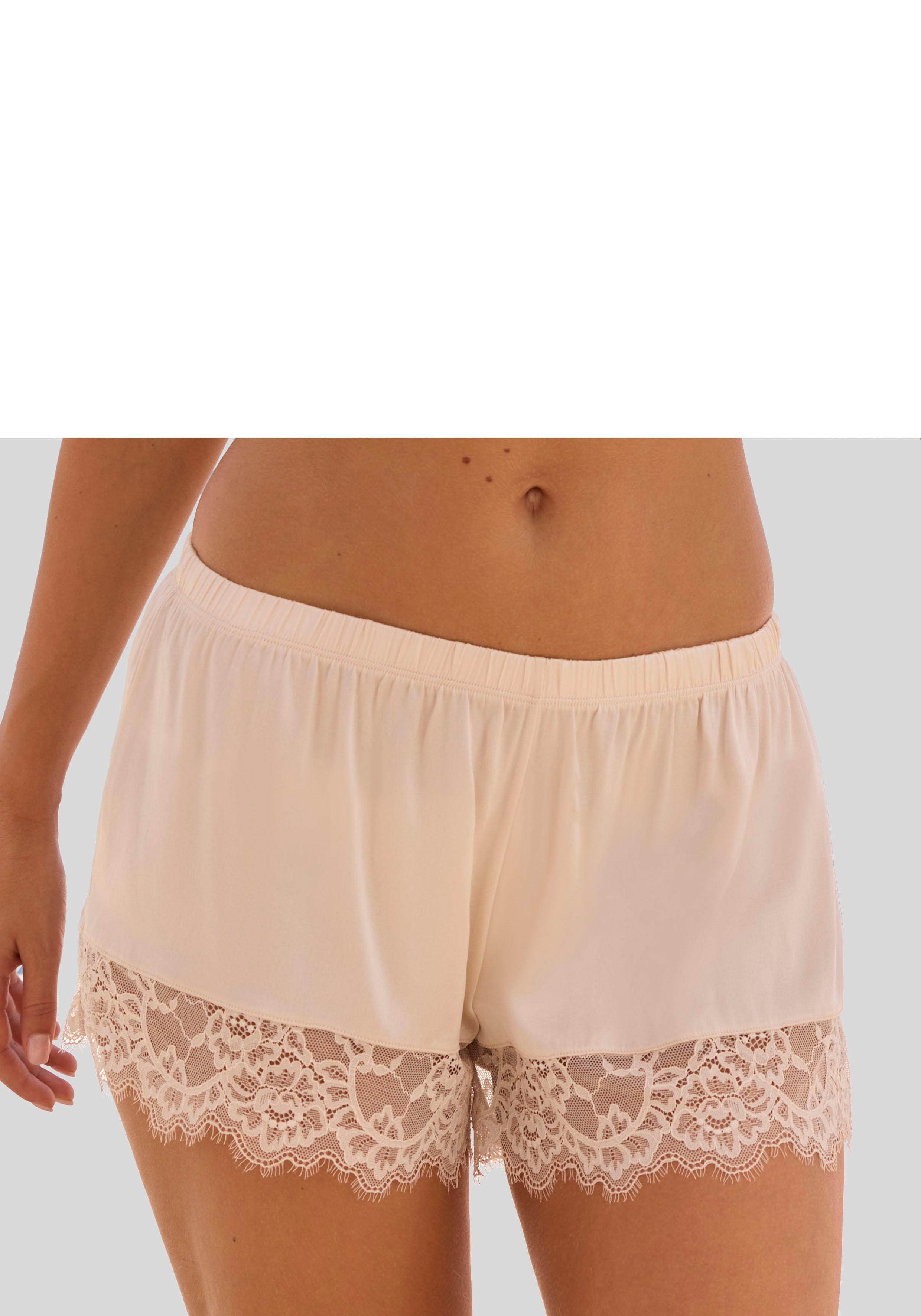 Panty Lascana "Alana", Damen, Gr. 38, Beige (Champagner), Spitze, Obermaterial: 75% Seide, 17% Polyamid, 8% Elasthan, Unterhosen Panty, Im Edlen Shorty-Schnitt Mit Hohem Seidenanteil