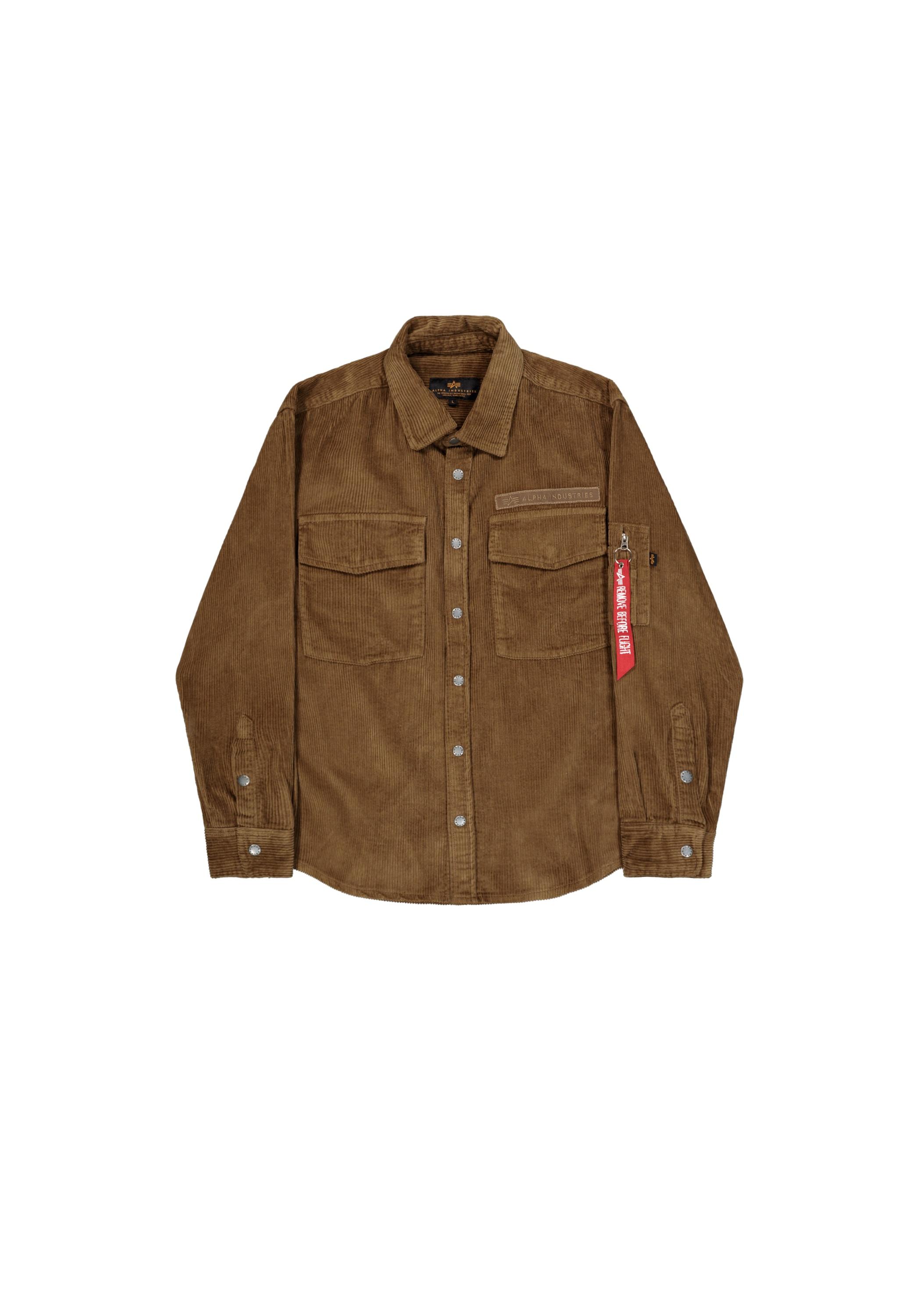 Hemdjacke Alpha Industries "Cord Overshirt", Herren, Gr. L, Beige (Sand), Obermaterial: 100% Baumwolle, Jacken