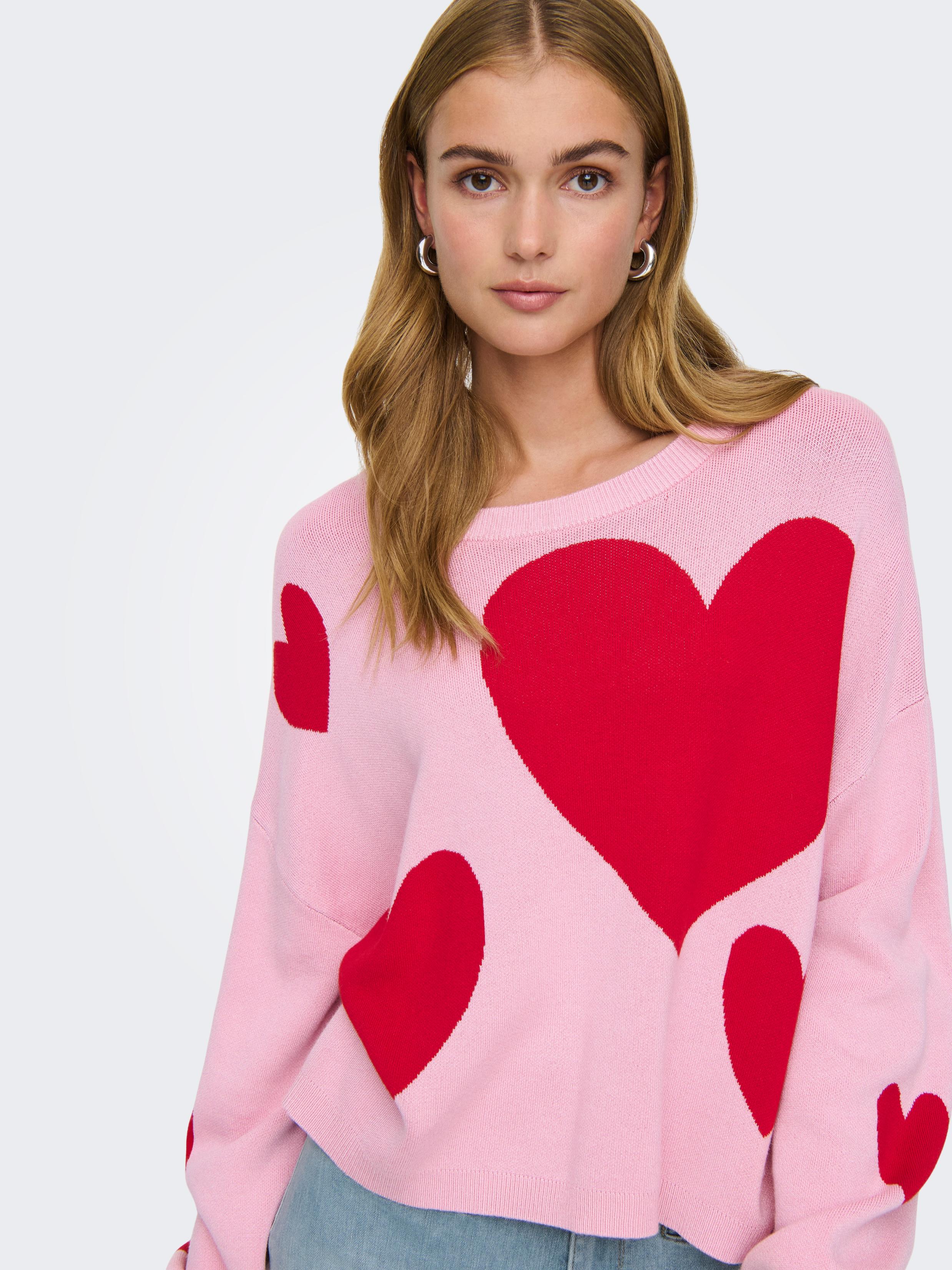 Strickpullover Only "Onlmontana Ls Jq O-NECK Cc Knt", Damen, Gr. Xl, Romance Rose Pattern, Strick, Obermaterial: 82% Viskose, 18% Nylon, Gemustert, Regular Fit Normal, Rundhals, RippbüNdchen, Pullover Strickpullover, Mit RippbüNdchen