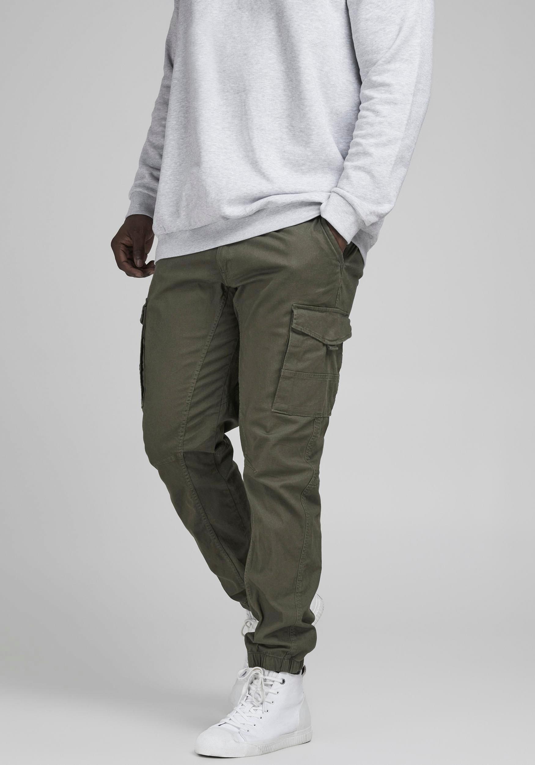 Cargohose "Paul Flake", Herren, Gr. 54, LäNge 32, GrüN (Olive Night), Web, Obermaterial: 98% Baumwolle, 2% Elasthan, Jack & Jones Plussize, Unifarben, Bequem Normal, Hosen Cargohose