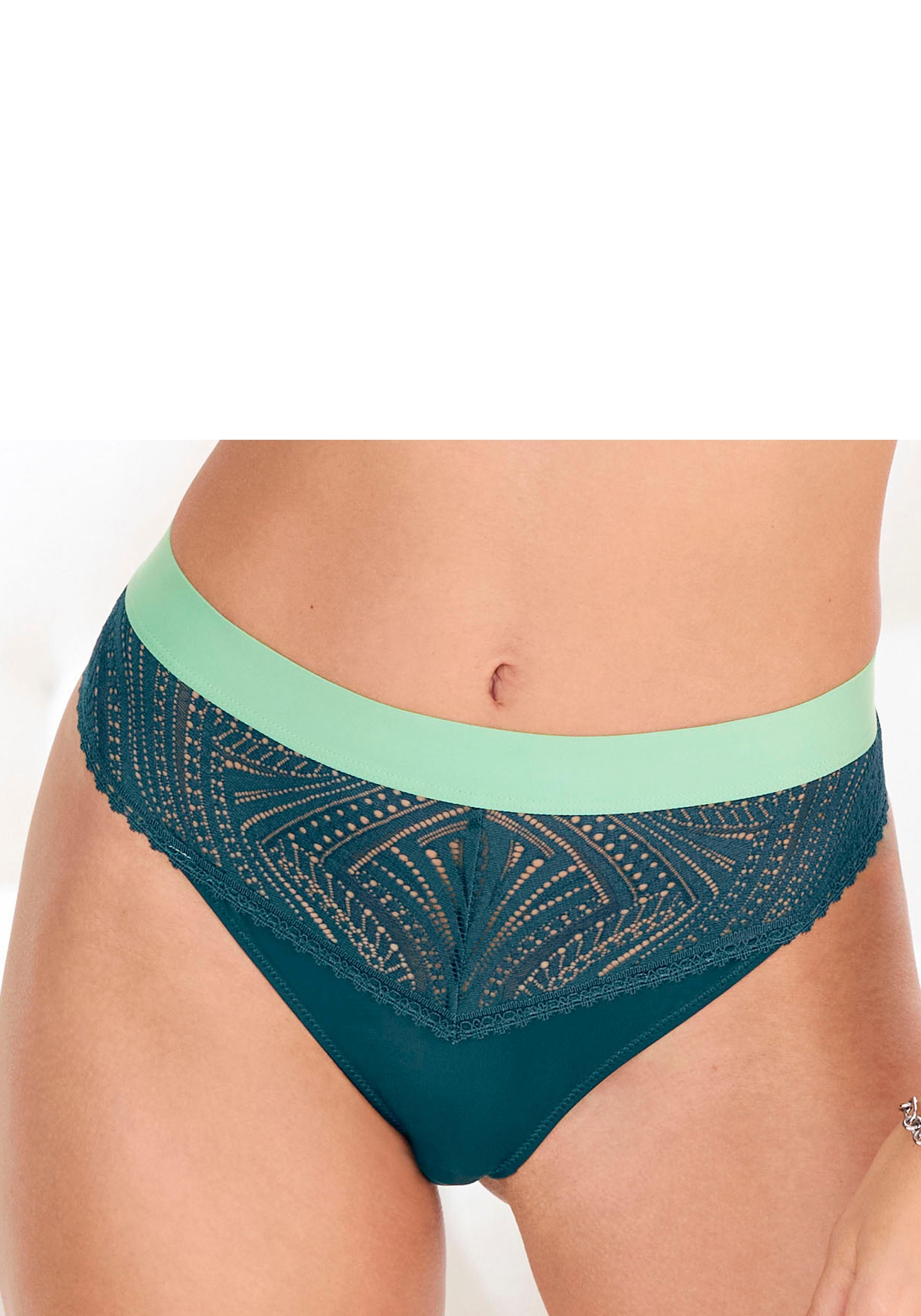String S.Oliver "Clemence", Damen, Gr. 32/34, GrüN (GrüN, Salbei), Spitze, Obermaterial: 87% Polyamid, 13% Elasthan, KöRpernah, Unterhosen String, Mit Modischem Bund Und Graphischer Spitze