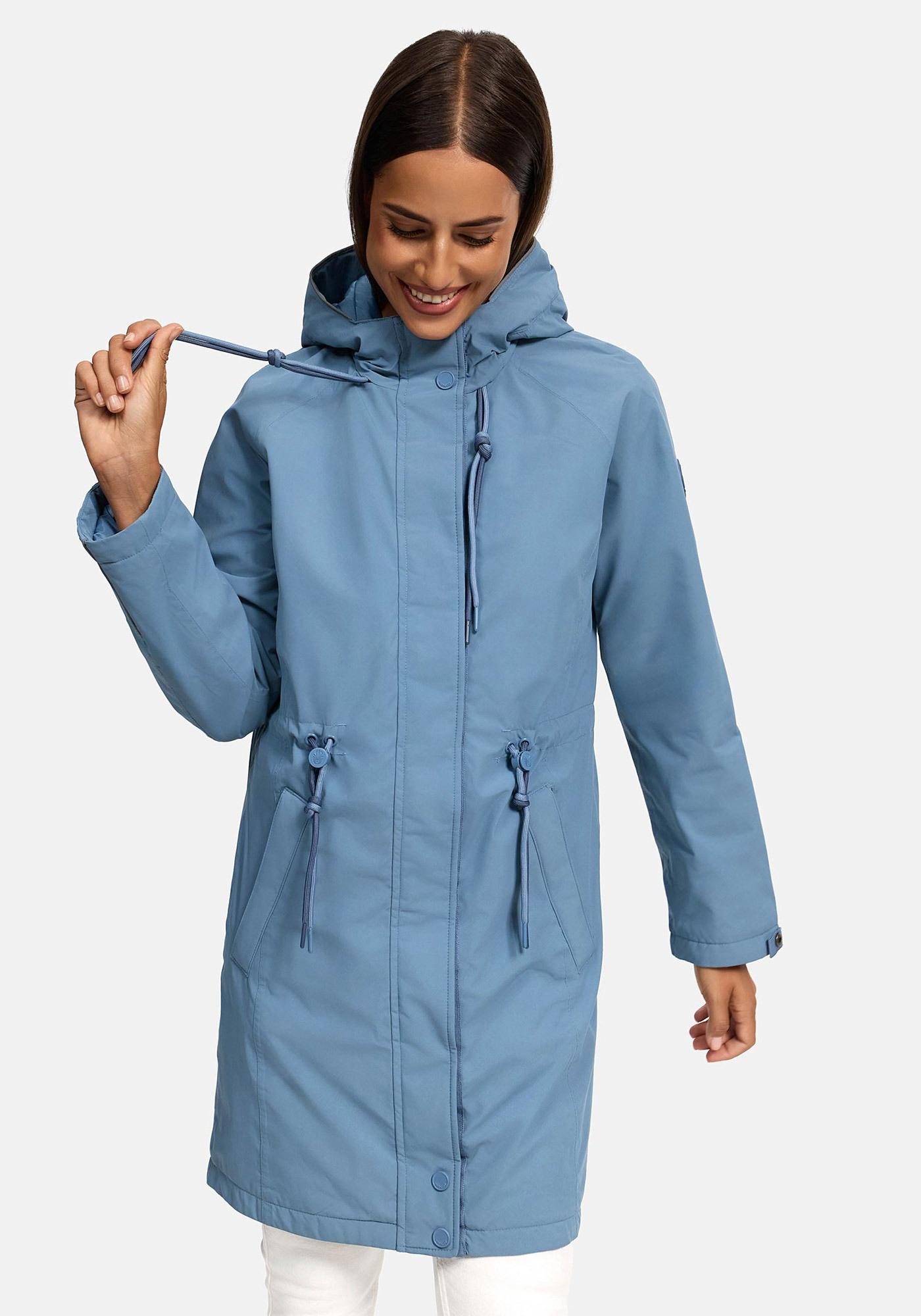 Outdoorjacke Marikoo "Megumii", Damen, Gr. 6XL, Blau (Powder Blau), Obermaterial: 100% Polyester. Innenseite: 100% Polyester. Futter: 100% Polyester. Wattierung: 100% Polyester, Jacken Outdoorjacke, Mit Weichem Teddyfell Innen
