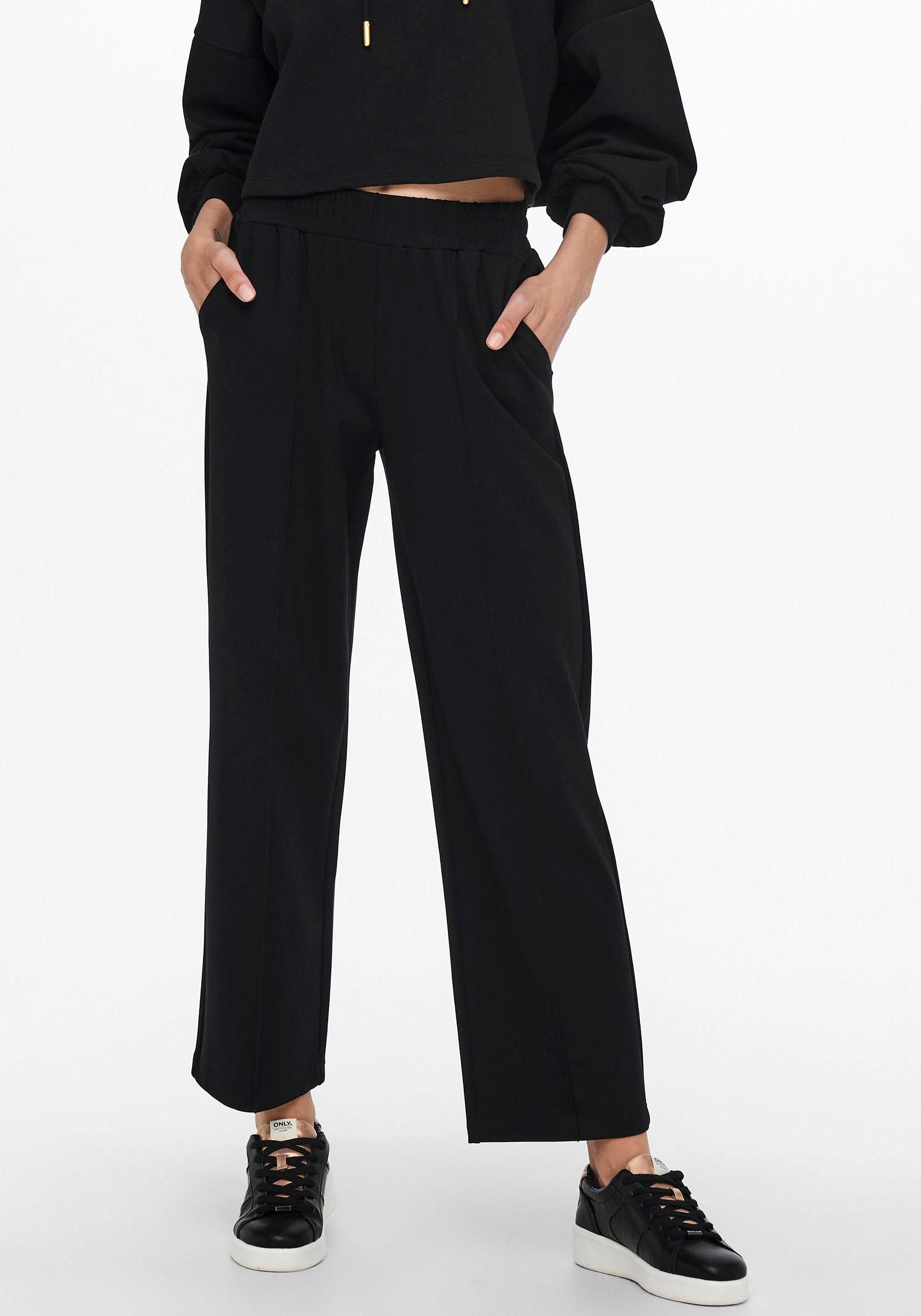 Jogger Pants Only "ONLPOPTRASH-SUKI Life MW Pant Pnt", Damen, Gr. XS (34), LäNge 34, Schwarz, Sweatware, Obermaterial: 63% Viskose (Lenzing™ Ecovero™), 32% Nylon, 5% Elasthan, Unifarben, KnöChellang, Hosen