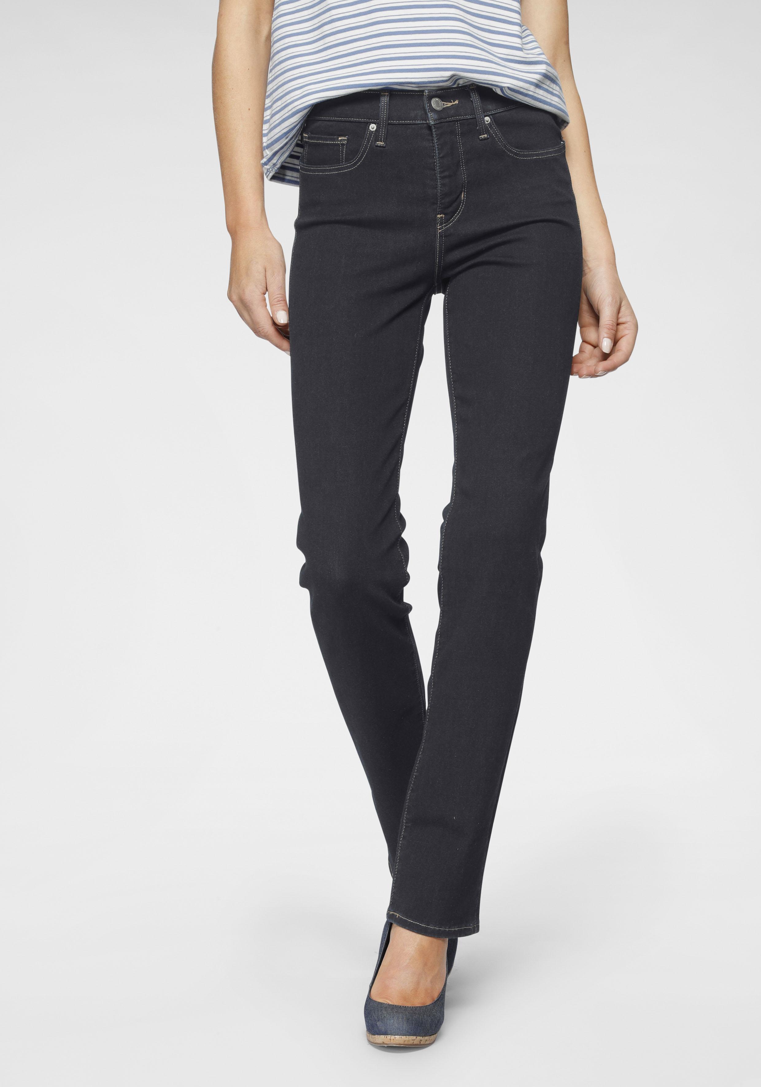 Gerade Jeans Levi's "314 Shaping Straight", Damen, Gr. 29, LäNge 30, Blau (Rinsed), Denim/Jeans, Obermaterial: 80% Baumwolle, 19% Polyester, 1% Elasthan, Abriebeffekte, Gerade Lang, Jeans, Mit Stretch, Topseller