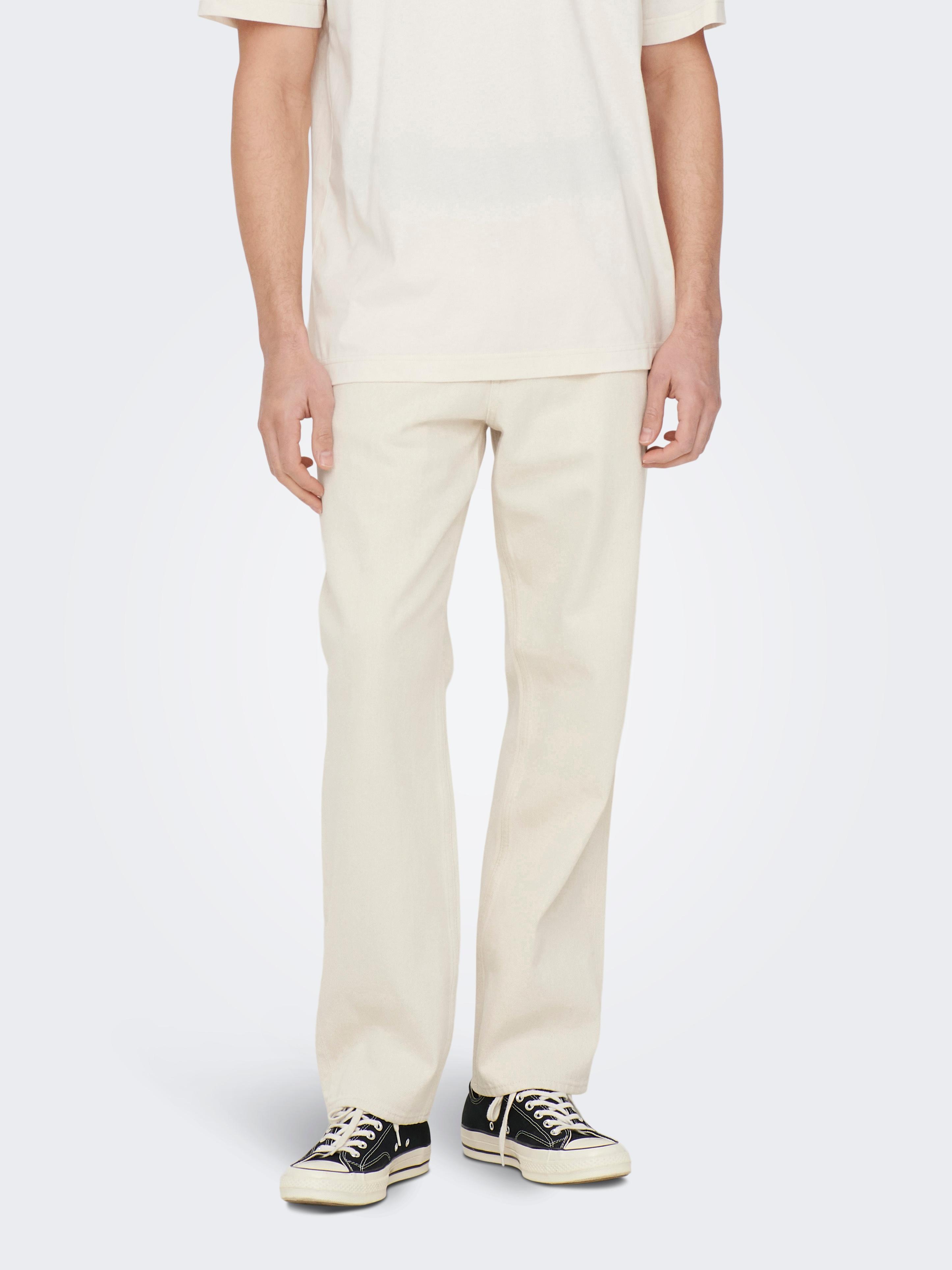 Regular-Fit-Jeans Only & Sons "Onsedge Straight Bromo 0017 Dot Dnm Noos", Herren, Gr. 30, LäNge 34, Beige (Ecru), Denim/Jeans, Obermaterial: 100% Baumwolle, Regular Fit, Jeans
