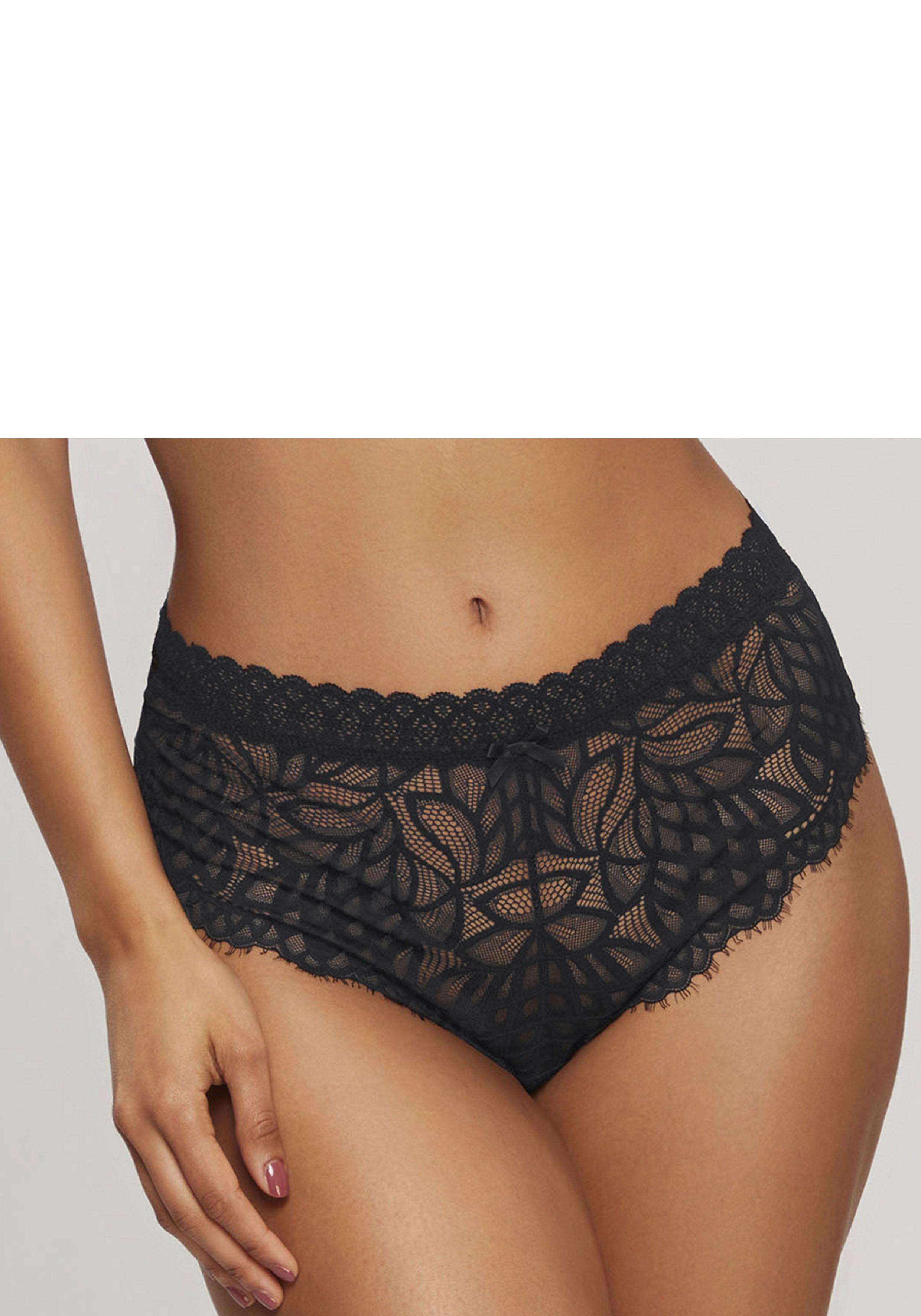 Slip Lascana "Cara", Damen, Gr. 36/38, Schwarz, Spitze, Obermaterial: 87% Polyamid, 13% Elasthan, KöRpernah, Unterhosen Slip, Aus Dezent Transparenter Spitze, Anteilig Aus Recyceltem Material