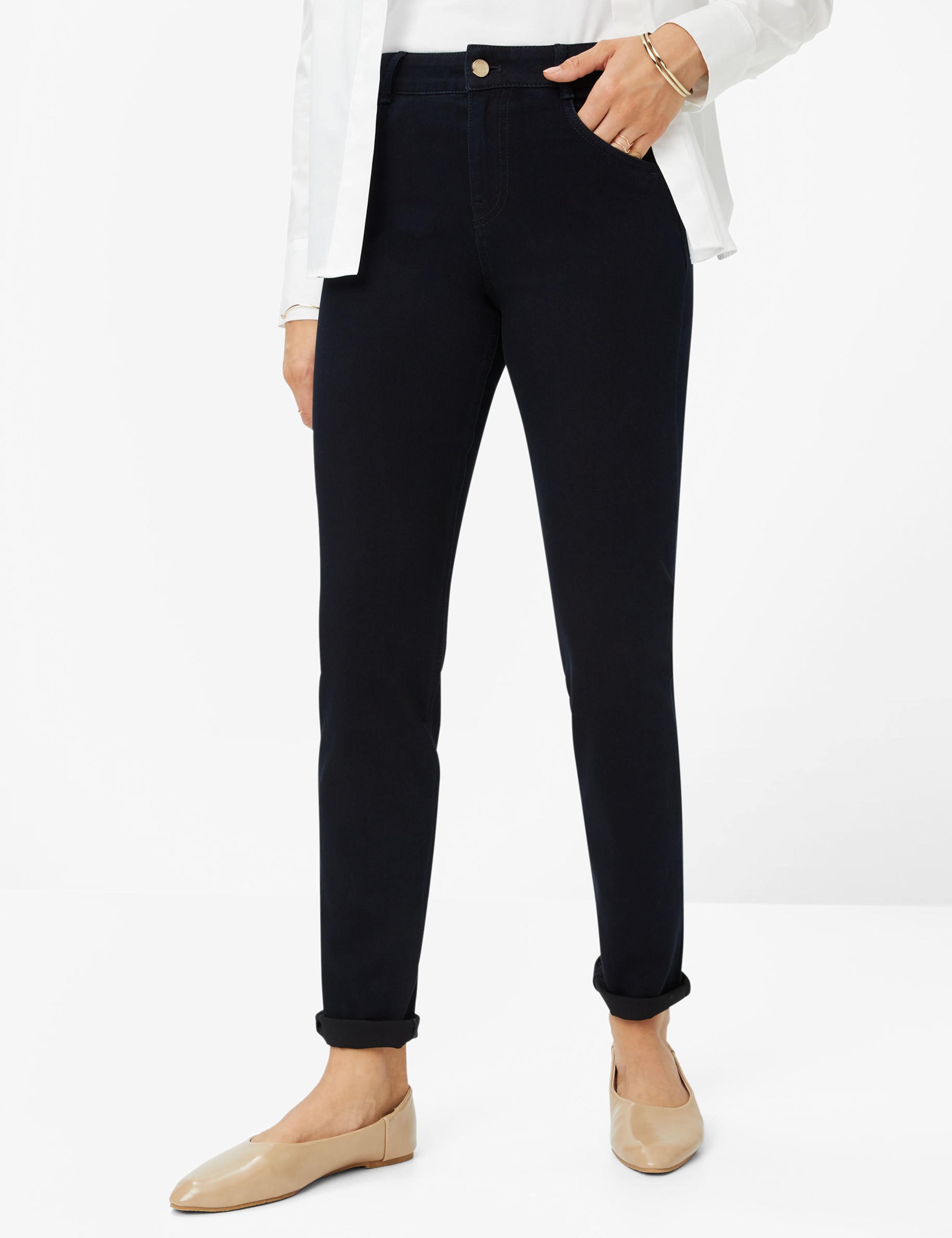 5-Pocket-Jeans Brax "Style Shakira", Damen, Gr. 38K (19), KurzgrößEn, Blau (Dunkelblau), Denim/Jeans, 51% Baumwolle, 35% Polyester, 11% Viskose, 3% Elasthan, Slim Fit, Jeans 5-Pocket-Jeans