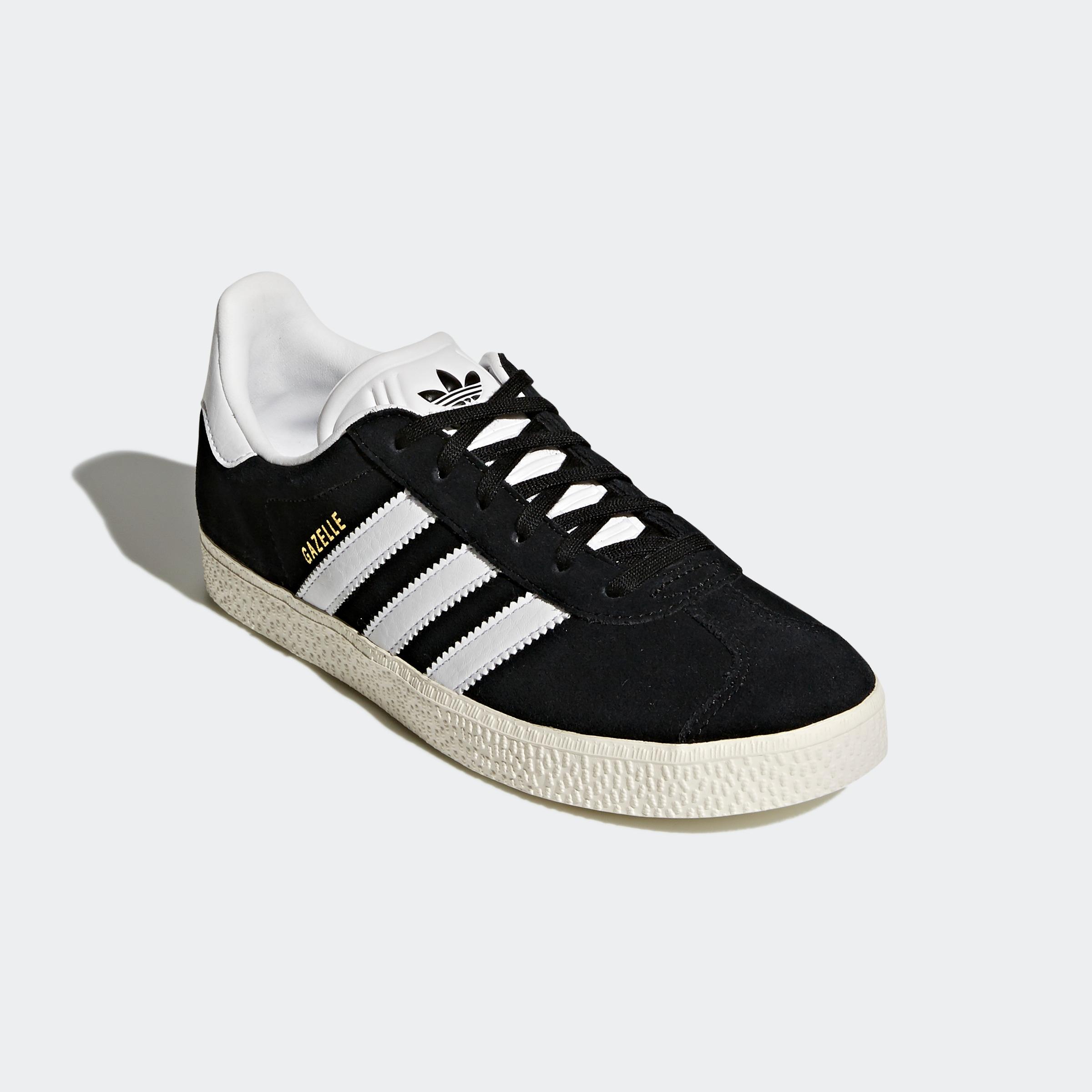 Sneaker Adidas Originals "Gazelle", MäDchen, Gr. 38,5, Schwarz-Weiß (Core Schwarz, Cloud Weiß, Gold Metallic), Leder, Synthetik, Schuhe Sneaker, FüR Kinder Und Jugendliche