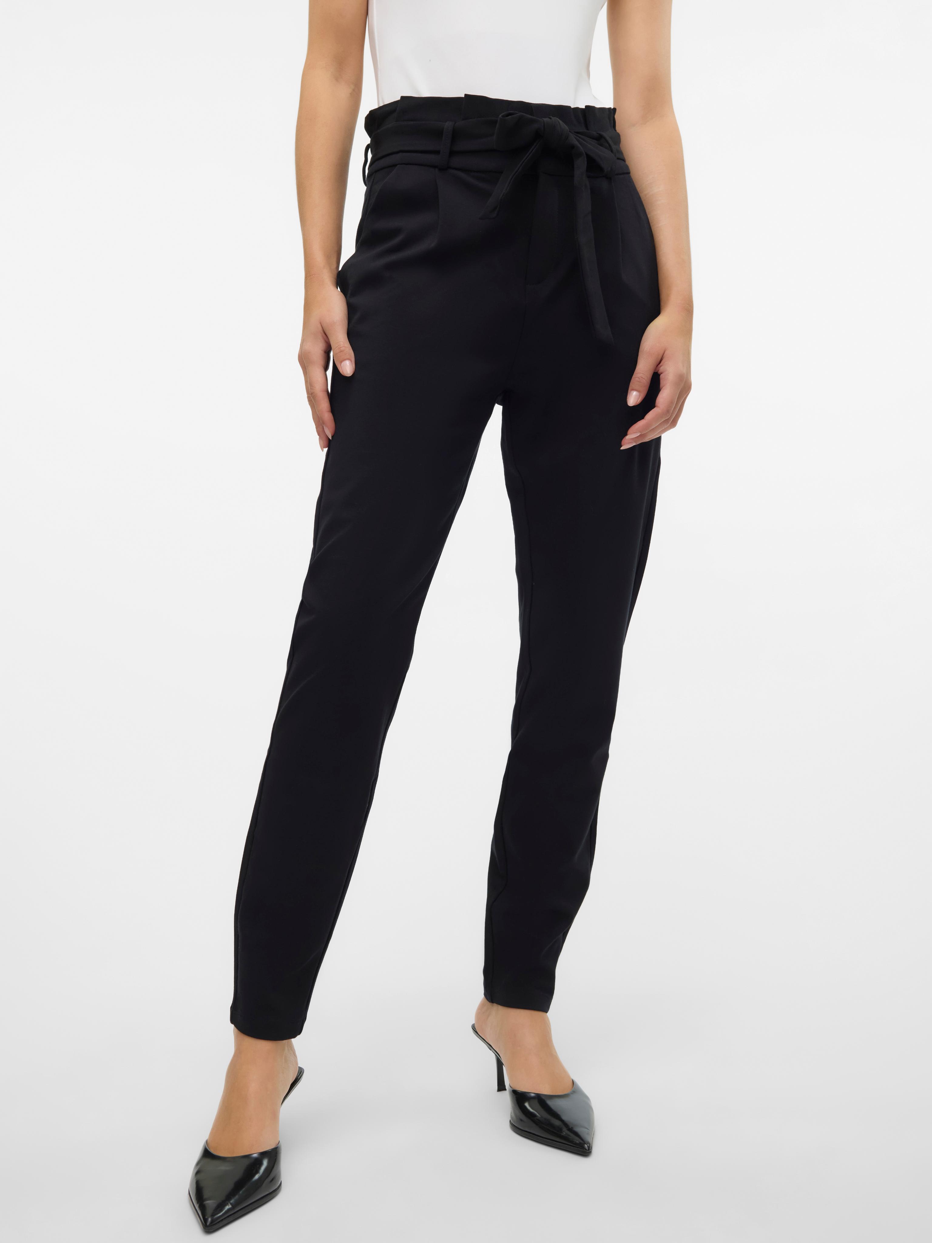 Jogger Pants Vero Moda "Vmeva Paperbag", Damen, Gr. Xl, LäNge 30, Schwarz, Milano Rib, Obermaterial: 65% Viskose, 30% Elasthan, 5% Nylon, Unifarben, KnöChelfrei, Hosen