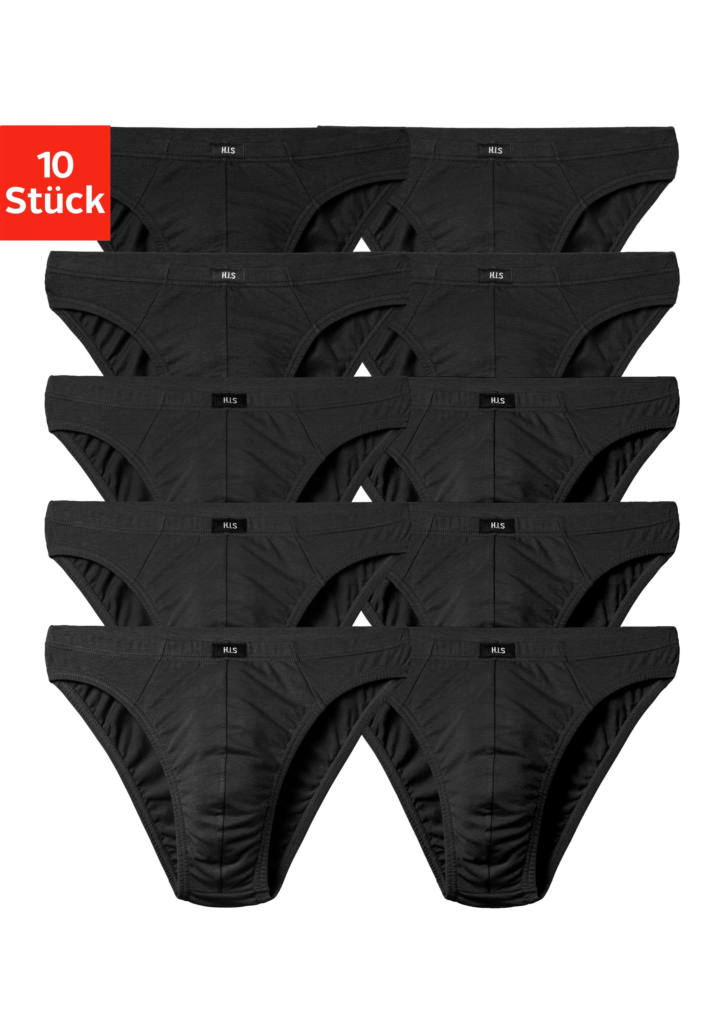 Slip H.I.S "Herren Minislip", Herren, Gr. 5M, 10 Stk., Schwarz, Jersey, Obermaterial: 95% Baumwolle, 5% Elasthan, Unifarben, KöRpernah, Unterhosen Slip, In Baumwoll-Mix, Topseller