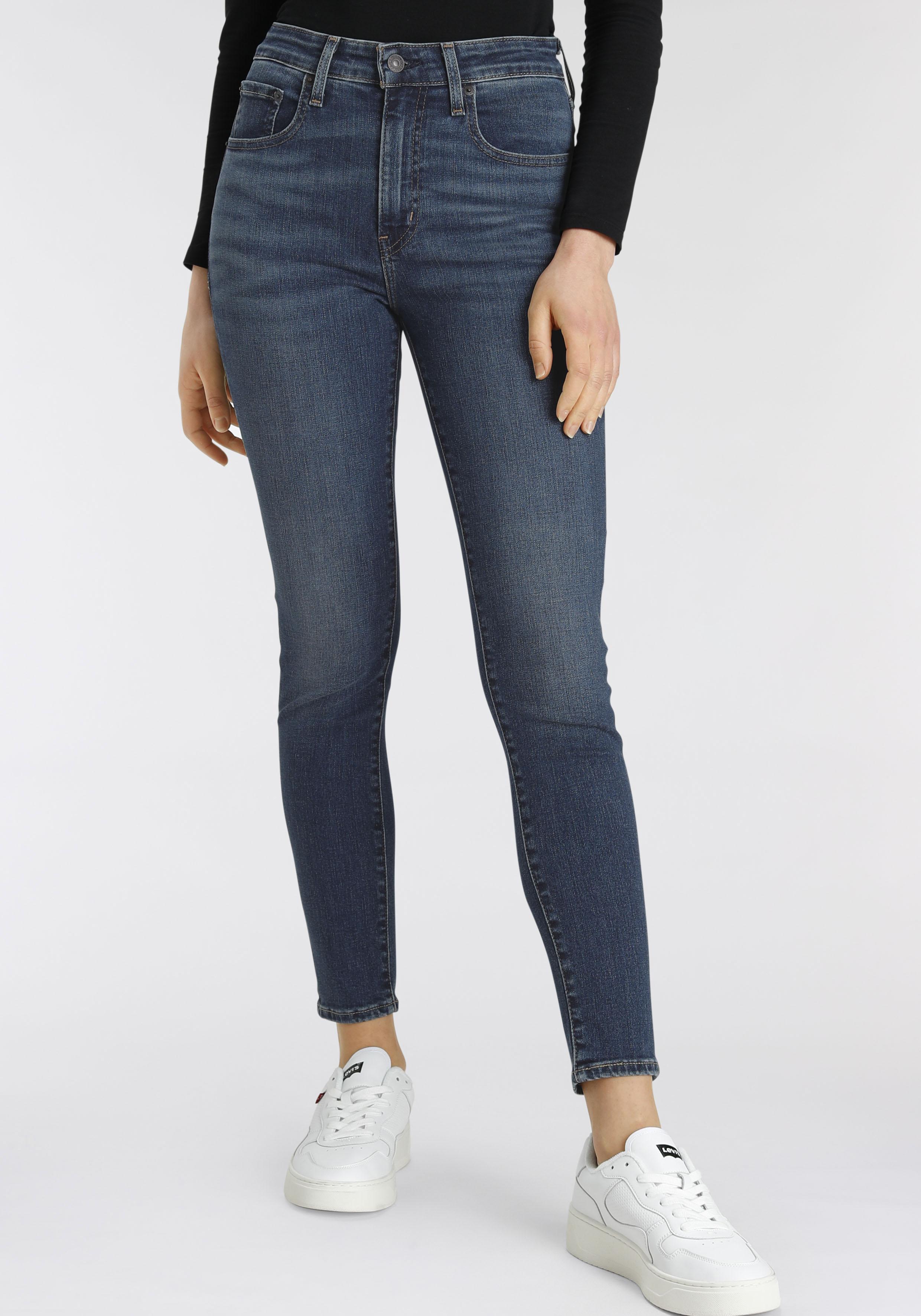 Skinny-Fit-Jeans Levi's "721 High Rise Skinny", Damen, Gr. 28, LäNge 30, Blau (Schwarz Worn In Indigo), Denim/Jeans, Obermaterial: 85% Baumwolle, 7% Lyocell, 6% Elastomultiester, 2% Elasthan, Skinny Fit Lang, Jeans, Mit Hohem Bund