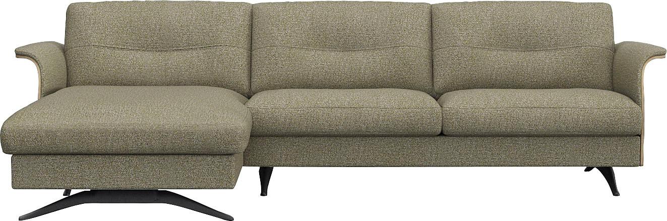 Ecksofa FLEXLUX "Glow, super bequem durch hochwertigem Sitzaufbau mit Federkern, L-Form", grün (fall grün), B:273cm H:81cm T:158cm, 62% Polyester/17%Baumwolle/14%Viscose/7%Leinen, Sofas, Ecksofa, Modernes skandinavisches Design