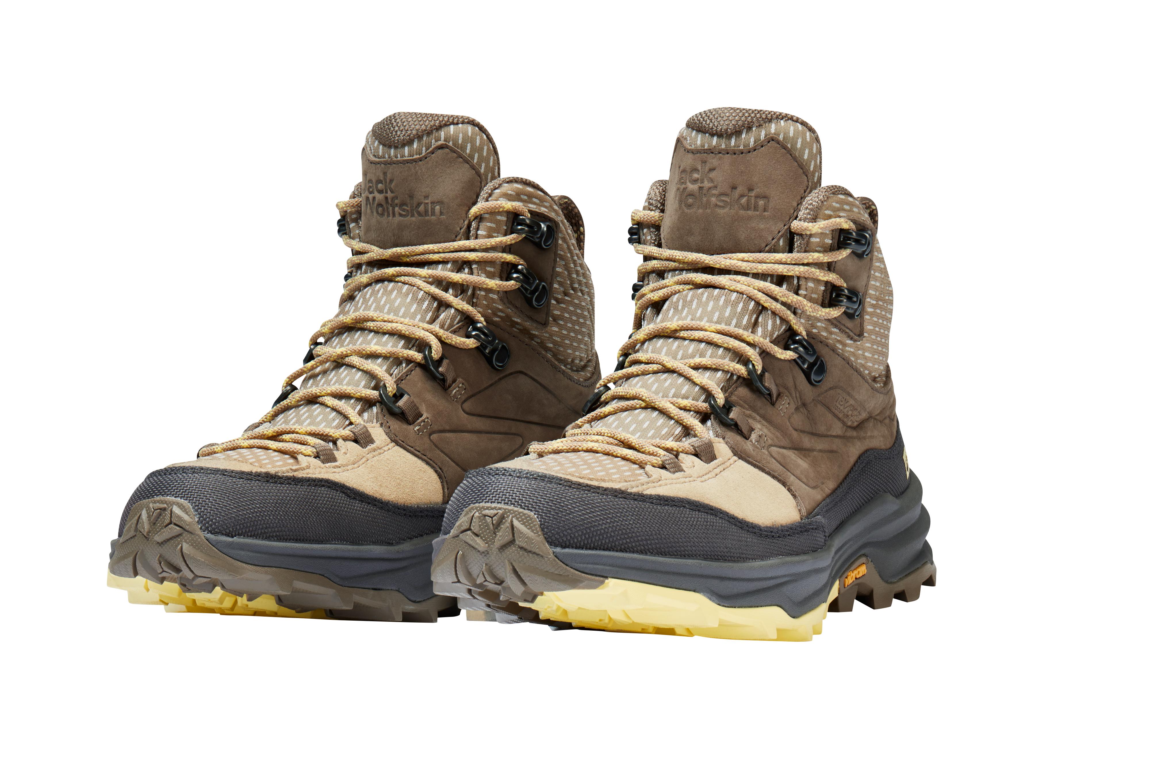 Wanderschuh JACK WOLFSKIN "CYROX TEXAPORE MID W", Damen, Gr. 38, beige (sand storm), Leder, Textil, Schuhe Wanderschuh, Wasserdicht, Trekkingschuh