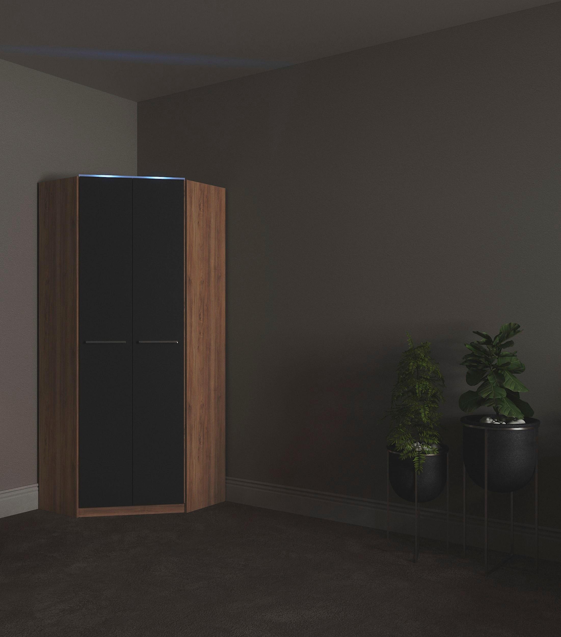 Eckkleiderschrank PRIESS "Barcelona Kleiderschrank Ecklösung Raumwunder", braun (eichefarben artisan, schwarz), B:78cm H:193cm T:78cm, Holzwerkstoff, Schränke, Eckkleiderschrank, in 2 Tiefen Schrank Eckschrank Garderobe