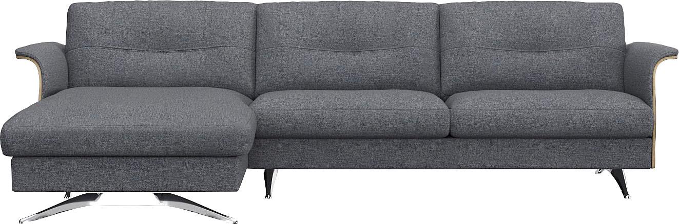 Ecksofa FLEXLUX "Glow bequem und komfortabel durch hochwertigen Sitzaufbau, L-Form", blau (navy blau), B:273cm H:81cm T:158cm, 62% Polyester/17%Baumwolle/14%Viscose/7%Leinen, Sofas, Ecksofa, Modernes skandinavisches Design