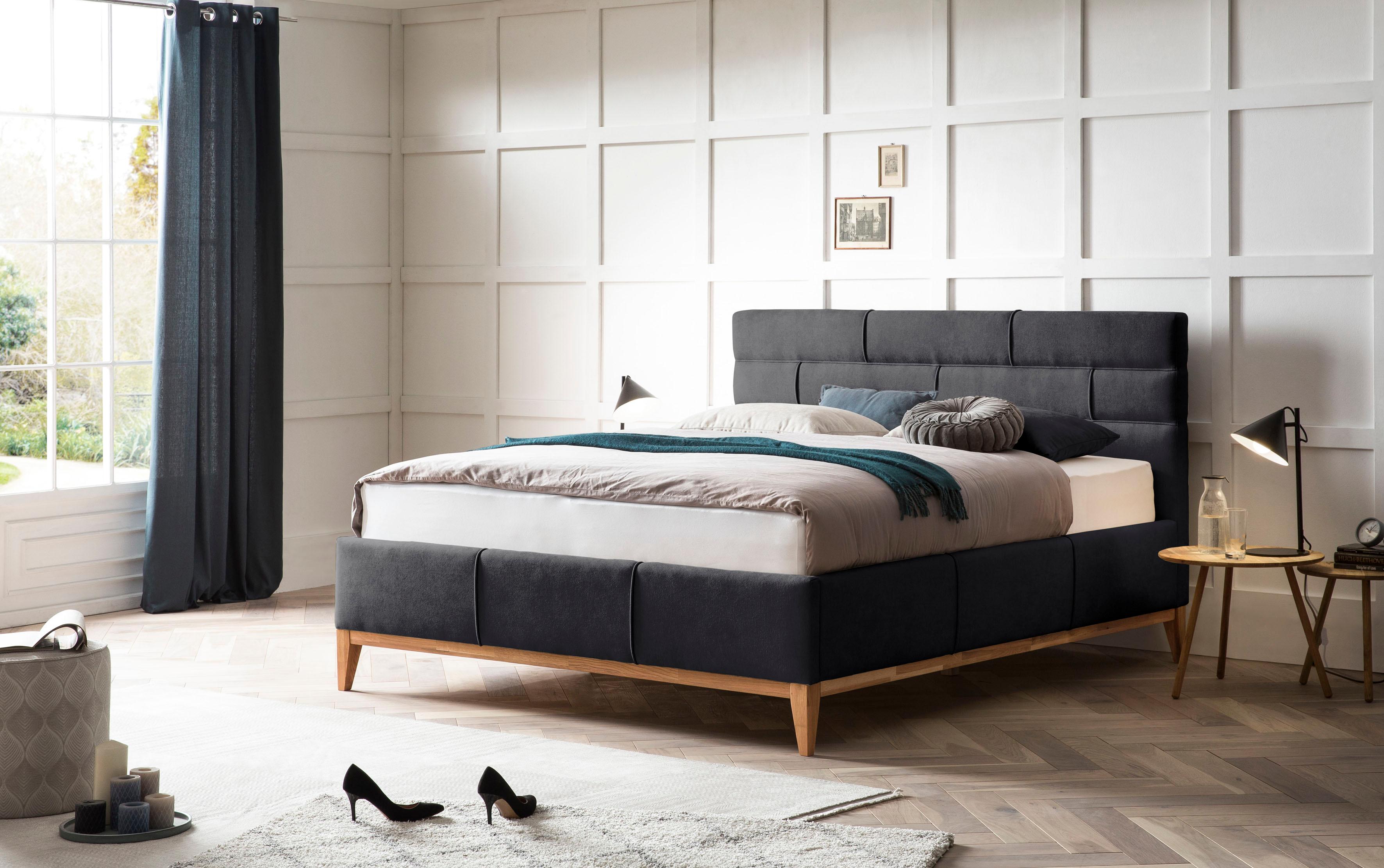 Polsterbett HOME AFFAIRE "Balaine", schwarz, B:178cm H:120cm L:218cm, Betten, Polsterbett, mit Lattenrost, Bettkasten, auch mit 7-Zonen-Taschenfederkernmatratze