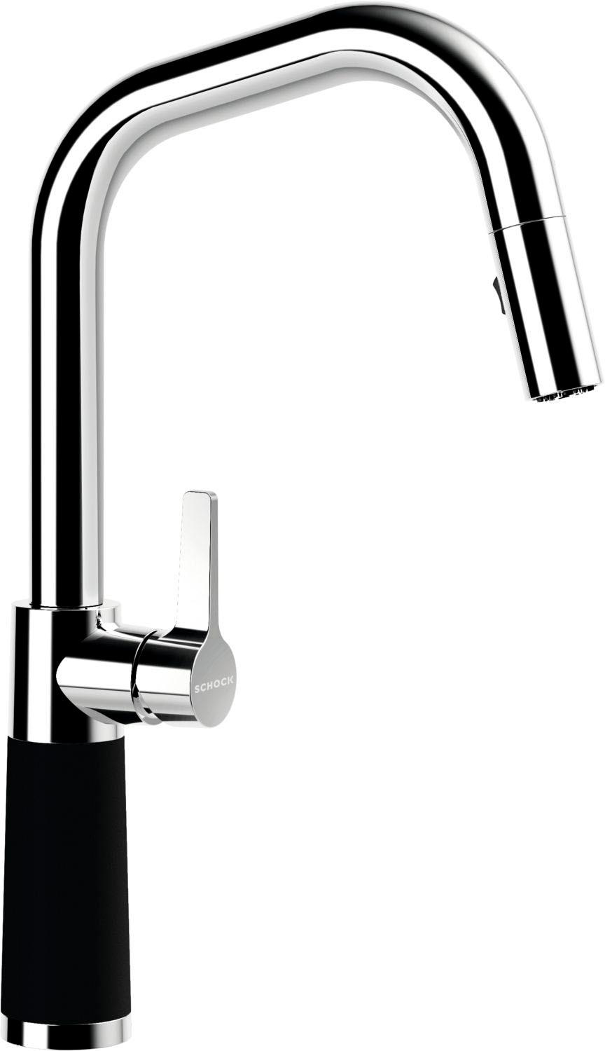 Küchenarmatur SCHOCK "SC-530 SB", schwarz (night), B:20,5cm H:38,7cm Ø:5,2cm, Messing, Armaturen, Küchenarmatur, ausziehbar, Strahl-Brause, Rückflussverhinderer, Schwenkbereich 120