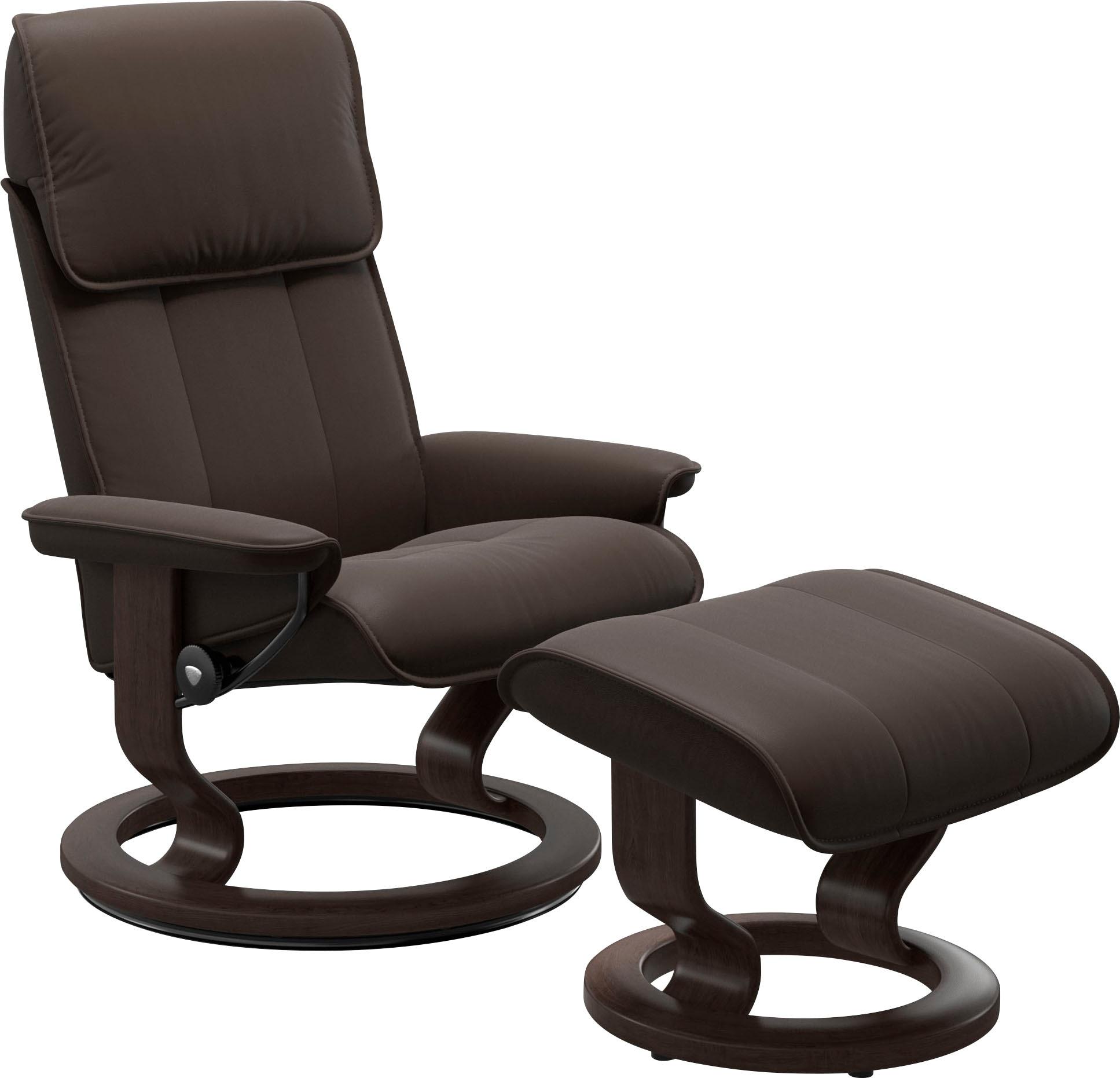 Relaxsessel STRESSLESS "Admiral", braun (braun batick), B:87cm H:101cm T:78cm, Leder BATICK: BATICK ist ein leicht korrigiertes, durchgefärbtes und genarbtes Möbelleder, bei dem die meisten Unebenheiten und Spuren in der Regel entfernt wurden., Sessel, Relaxsessel, mit Classic Base, Größe M & L, Gestell Wenge