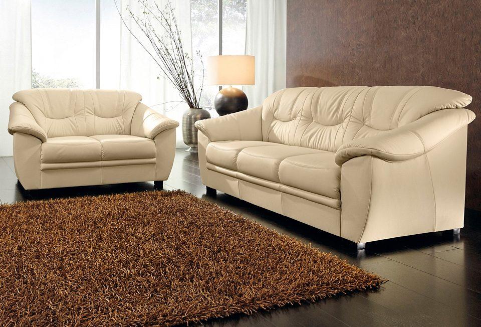 Polstergarnitur SIT & MORE "Savona, B: 148 bzw. 198 cm", beige (creme), H:90cm T:90cm, Sitzmöbel-Sets, Polstergarnitur, Set: 2- & 3er-Sofa, mit Federkern