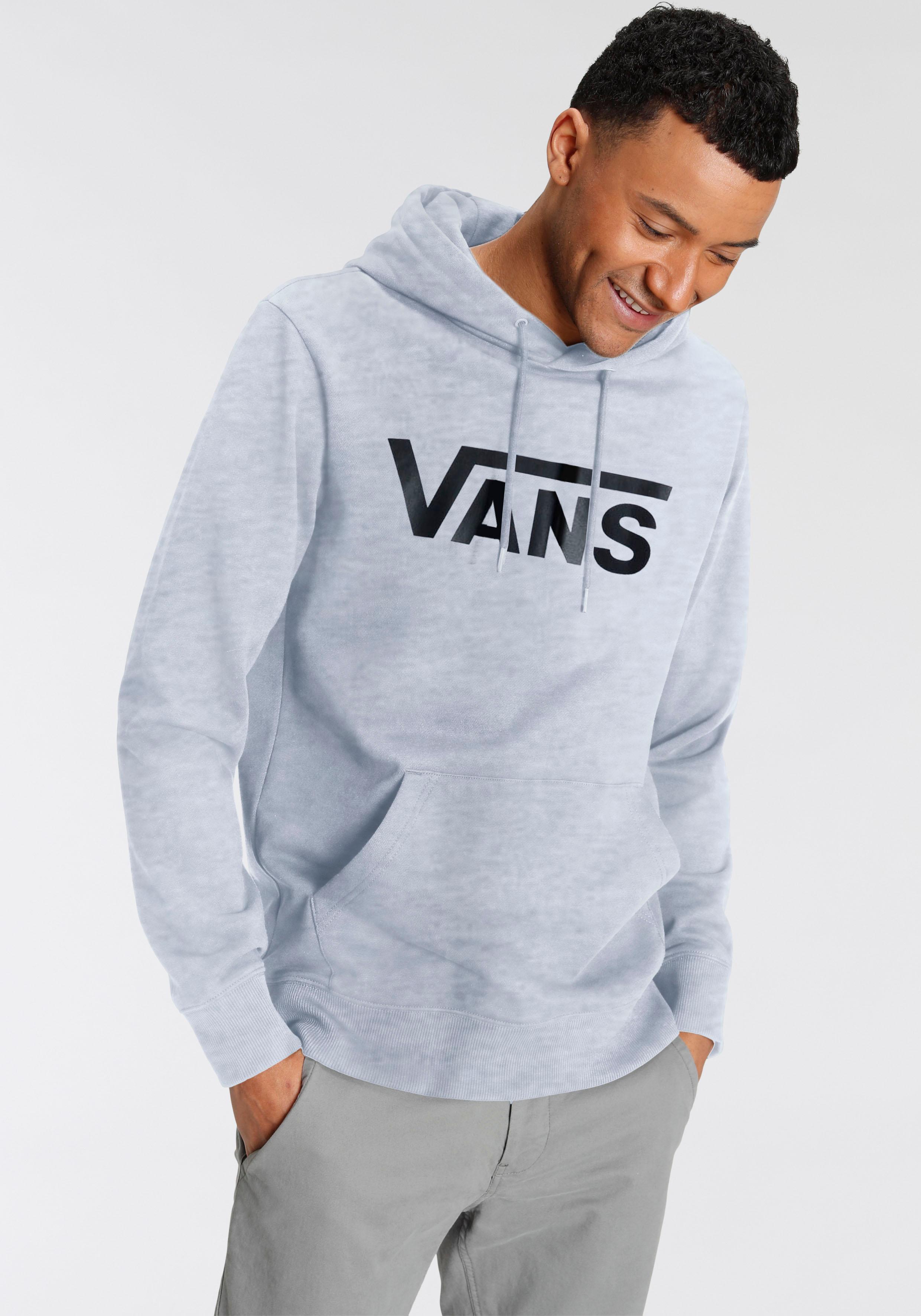Kapuzensweatshirt VANS "VANS CLASSIC PULLOVER", Herren, Gr. M, grau (light grau h), Sweatware, Obermaterial: 100% Baumwolle, Rippbündchen, Sweatshirts Kapuzensweatshirt, Hoodie, Kapuzenpullover mit großem Logoprint
