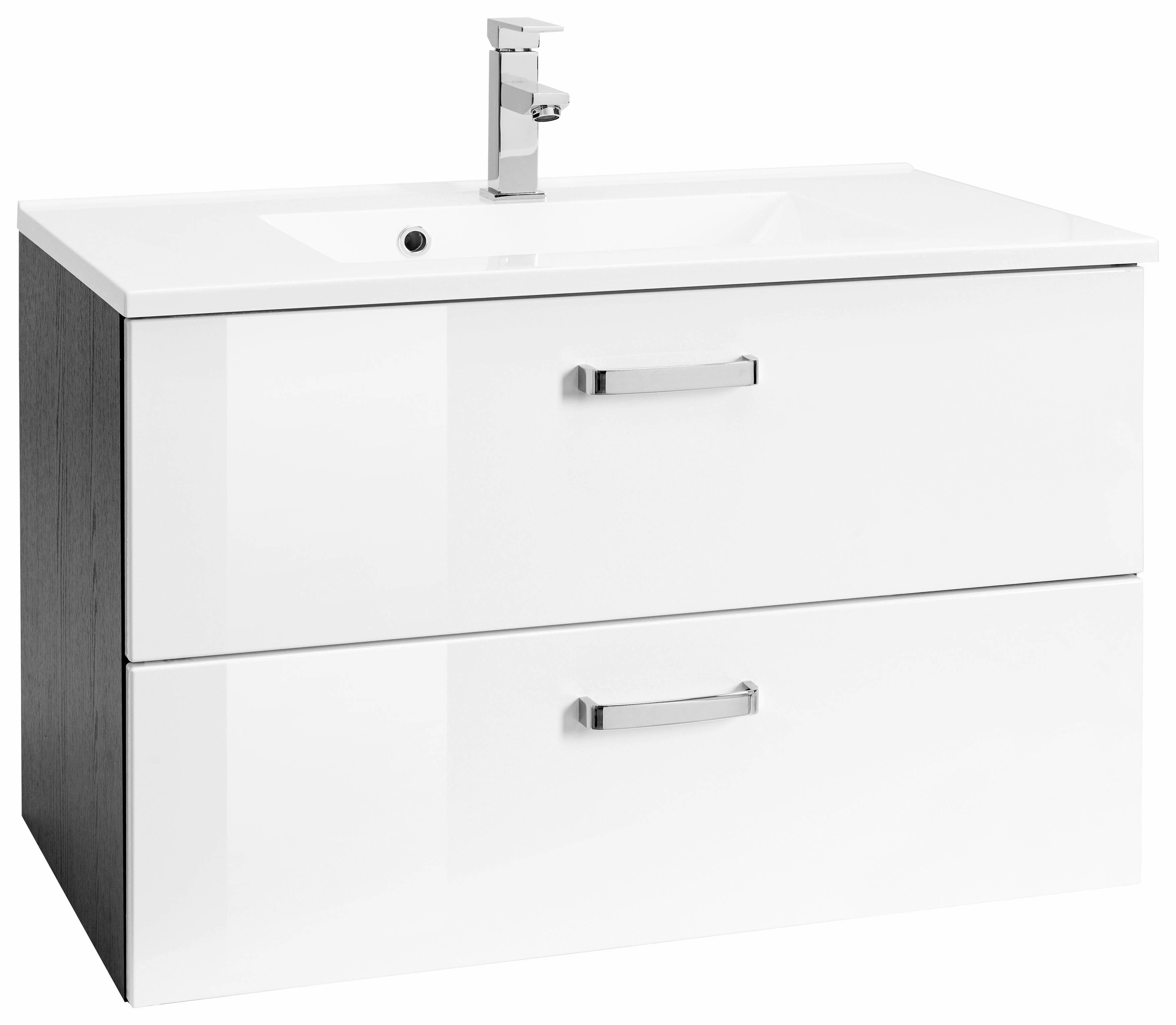 Waschtisch WELLTIME "Ravenna", weiß (weiß, weiß, graphit, graphit), B:80cm H:54cm T:48cm, Waschtische, Waschtisch