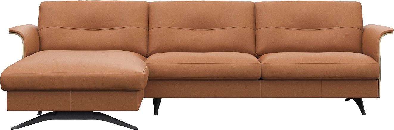 Ecksofa FLEXLUX "Glow, super bequem durch hochwertigem Sitzaufbau mit Federkern, L-Form", braun (modern cognac braun), B:273cm H:81cm T:158cm, 100% Echteder, Sofas, Ecksofa, Modernes skandinavisches Design