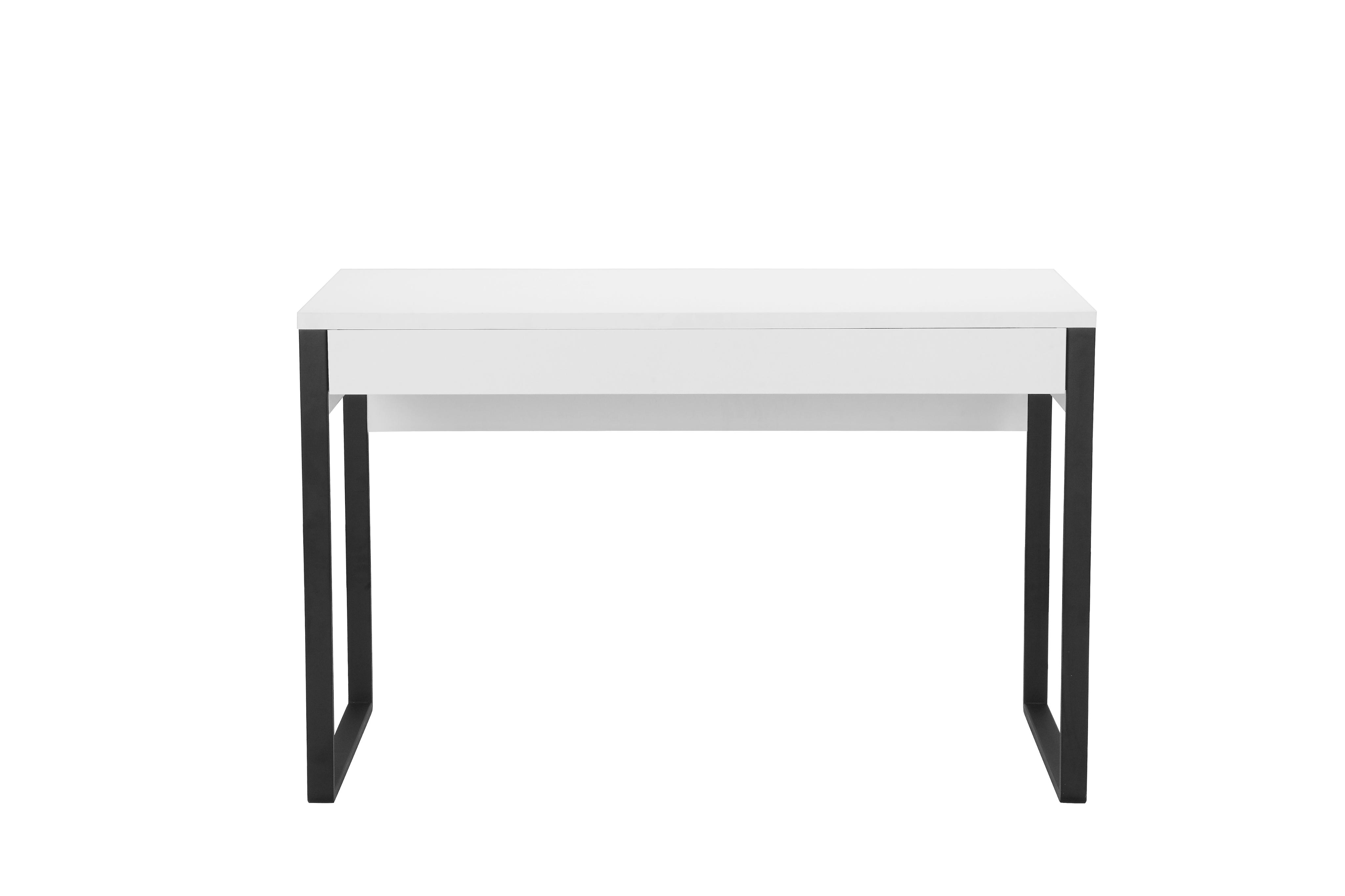 Schreibtisch OTTO HOME "Moid, Computertisch im modernen Design", schwarz-weiß (weiß, schwarz, schwarz, weiß), B:120cm H:77cm T:60cm, Tische, Schreibtisch, Breite 120/140/160 cm, mit Metallbeinen & Schublade