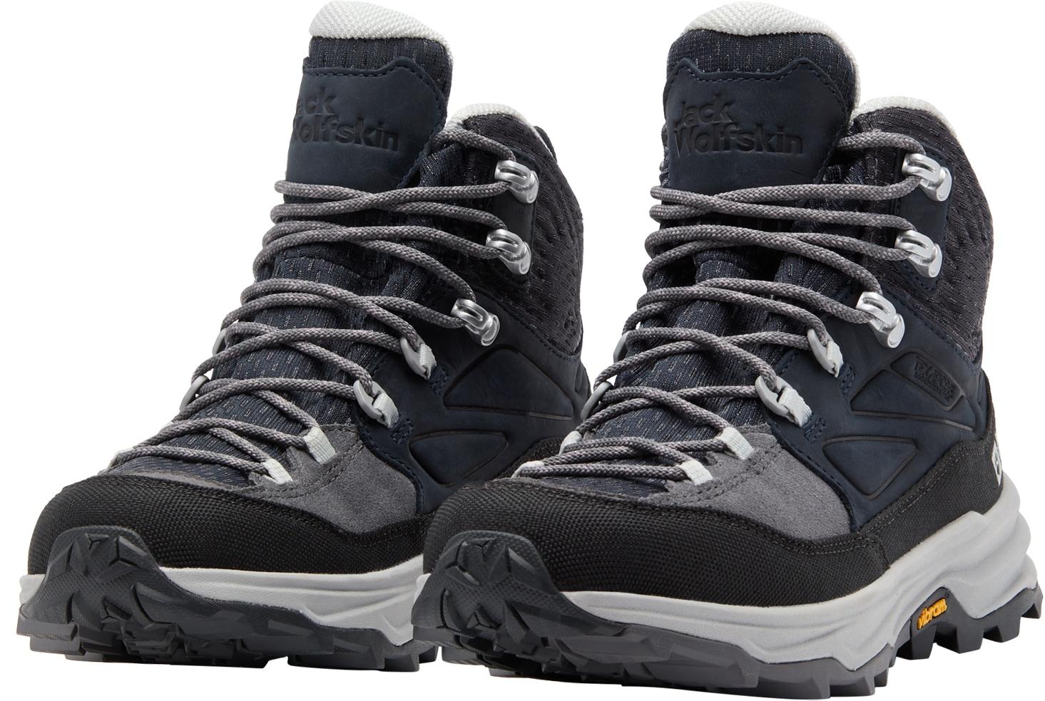 Wanderschuh JACK WOLFSKIN "CYROX TEXAPORE MID W", Damen, Gr. 37,5, grau (graphite), Synthetik, Textil, Schuhe Wanderschuh, Wasserdicht, Trekkingschuh
