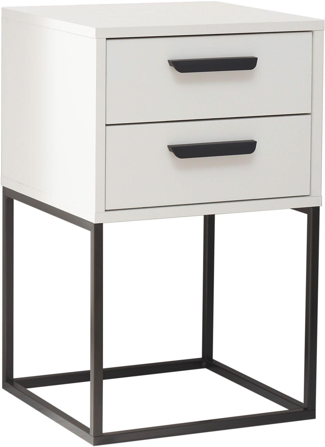 Nachtkommode SCHLAFKONTOR "Suna Kommode, Nachttisch, Nachtschrank", weiß, B:40cm H:65cm T:38,5cm, Melamin, Sideboards, Nachtkommode, auf Metallgestell