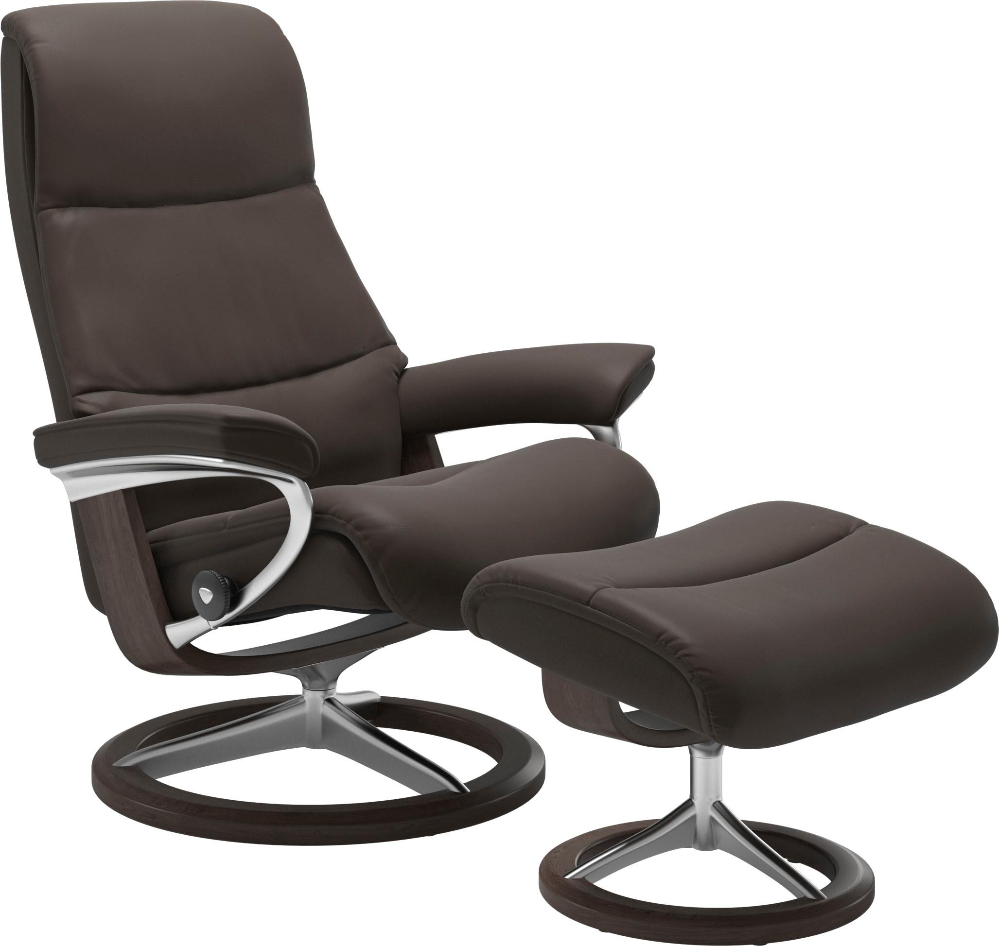 Relaxsessel STRESSLESS "View", braun (braun batick), B:82cm H:109cm T:81cm, Leder BATICK: BATICK ist ein leicht korrigiertes, durchgefärbtes und genarbtes Möbelleder, bei dem die meisten Unebenheiten und Spuren in der Regel entfernt wurden.;Leder PALOMA: PALOMA ist ein durchgefärbtes Semianilin-Möbelleder mit natürlicher Narbung.;ROHLEDER Stoff Q2 FARON: Ein fester zuverlässiger Bouclé mit einem s