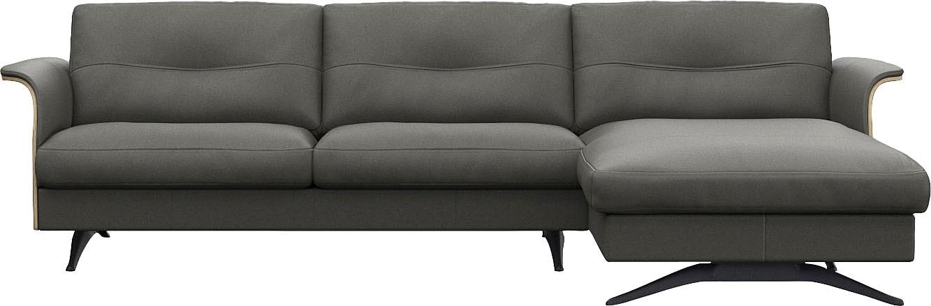 Ecksofa FLEXLUX "Glow, super bequem durch hochwertigem Sitzaufbau mit Federkern, L-Form", grau (warm mineral grau), B:273cm H:81cm T:158cm, 100% Echteder, Sofas, Ecksofa, Modernes skandinavisches Design