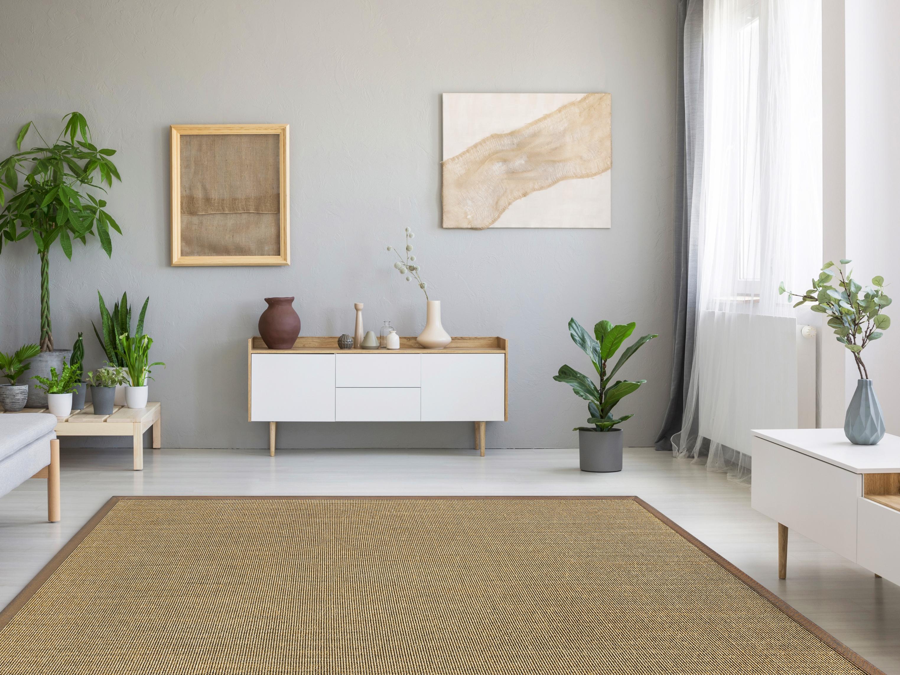 Sisalteppich DEKOWE "Mara S2 mit Bordüre Spezial", braun (nuss), B:67cm H:5mm L:200cm, Sisal, Teppiche, Sisalteppich, 100% Sisal, auch als Läufer, Wohnzimmer