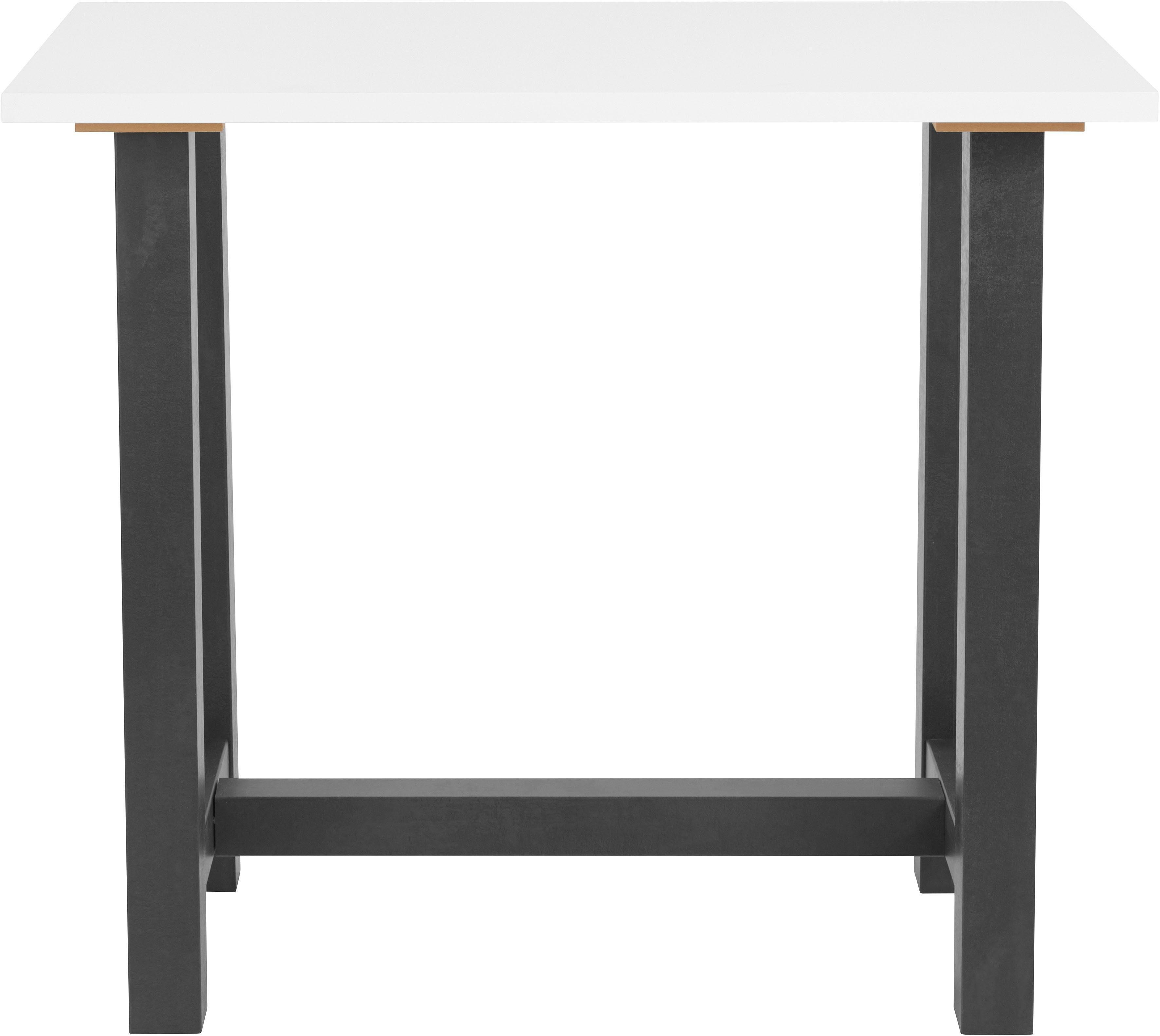 Bartisch MÄUSBACHER, weiß (schwarzstahl, weiß matt lack, schwarzstahl), B:120cm H:105cm T:70cm, Tische, Bartisch, Gestell in U-Form (Breite 120, 140 oder 160 cm)