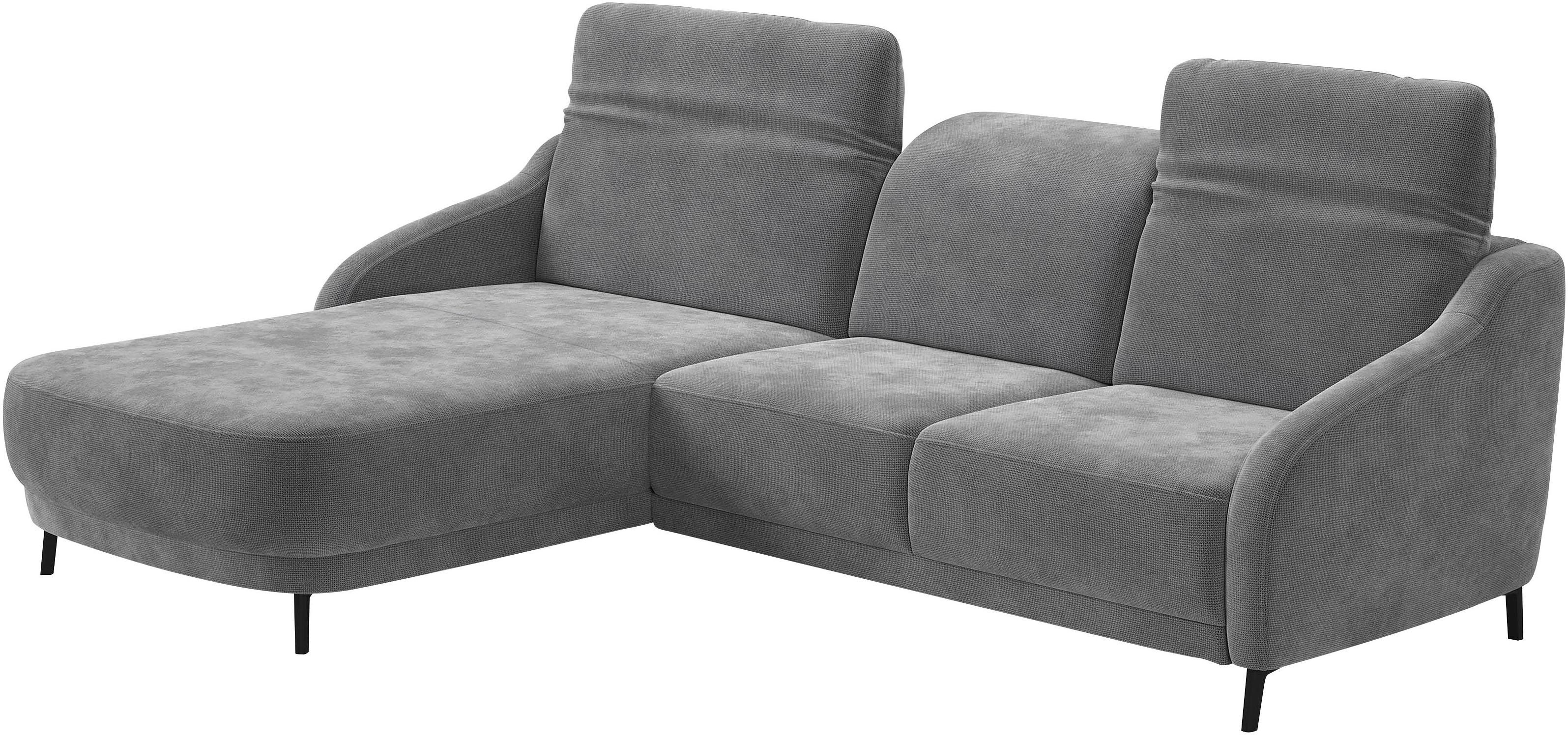 Ecksofa SIT & MORE "Blues L-Form", grau (stone), B:271cm H:93cm T:191cm, 100% Polyester, Sofas, Ecksofa, wahlweise mit Klapptisch und USB