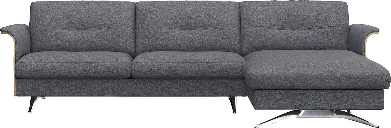 Ecksofa FLEXLUX "Glow bequem und komfortabel durch hochwertigen Sitzaufbau, L-Form", blau (navy blau), B:273cm H:81cm T:158cm, 62% Polyester/17%Baumwolle/14%Viscose/7%Leinen, Sofas, Ecksofa, Modernes skandinavisches Design
