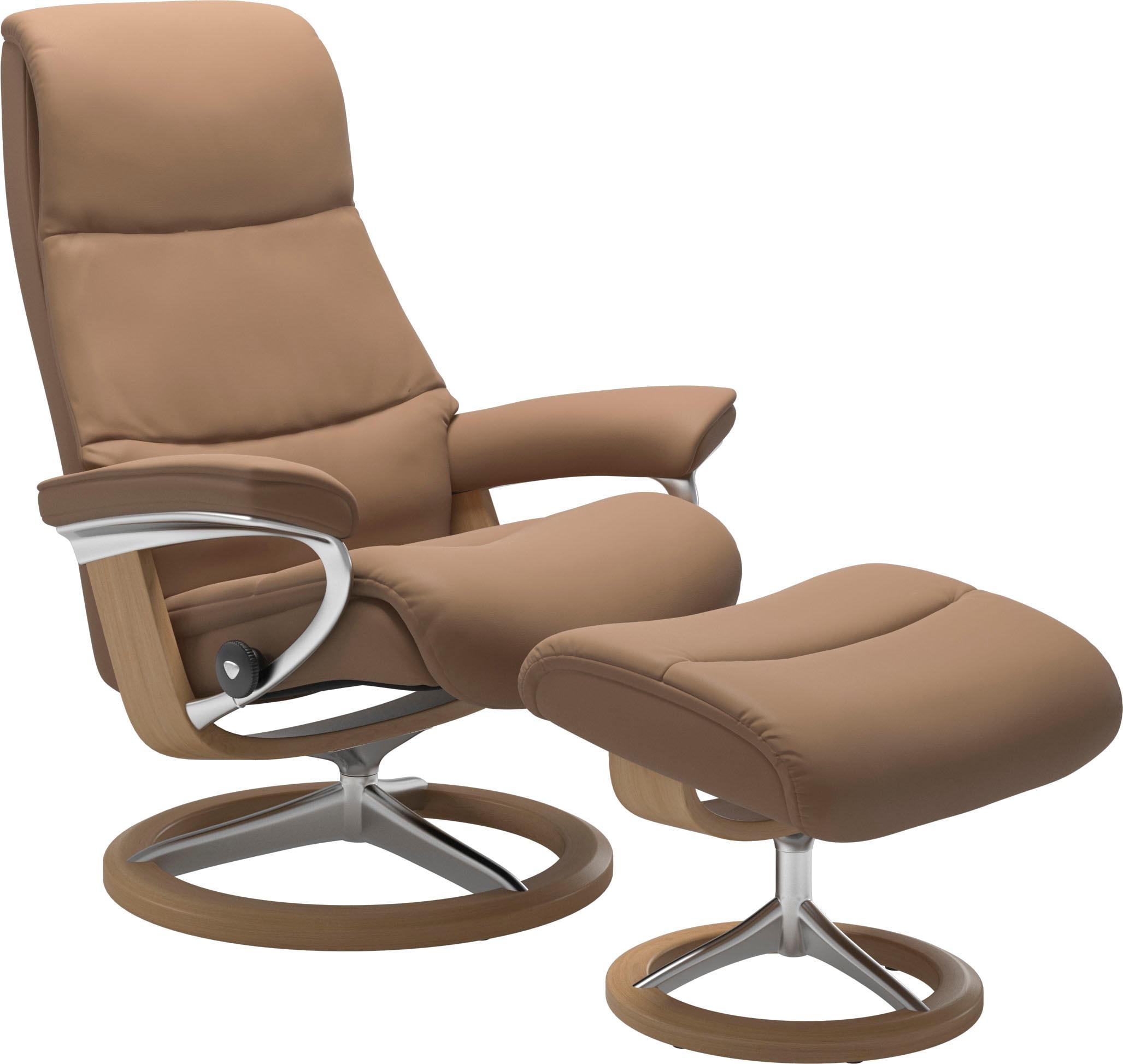Relaxsessel STRESSLESS "View", braun (latte batick), B:82cm H:109cm T:81cm, Leder BATICK: BATICK ist ein leicht korrigiertes, durchgefärbtes und genarbtes Möbelleder, bei dem die meisten Unebenheiten und Spuren in der Regel entfernt wurden.;Leder PALOMA: PALOMA ist ein durchgefärbtes Semianilin-Möbelleder mit natürlicher Narbung.;ROHLEDER Stoff Q2 FARON: Ein fester zuverlässiger Bouclé mit einem s
