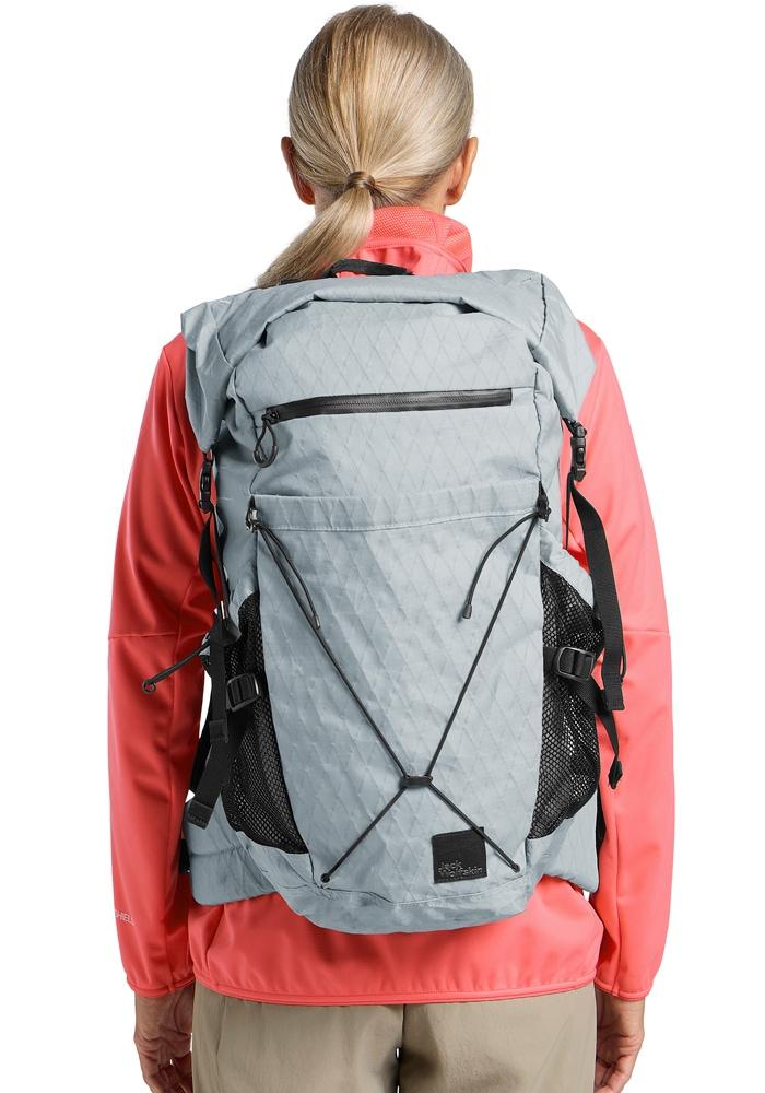 Daypack JACK WOLFSKIN "WANDERMOOD ROLLTOP 30", grau (rainstorm), Rucksäcke, Damen, onesize, Obermaterial: 61% Polyester, 39% Polyamid, Daypack