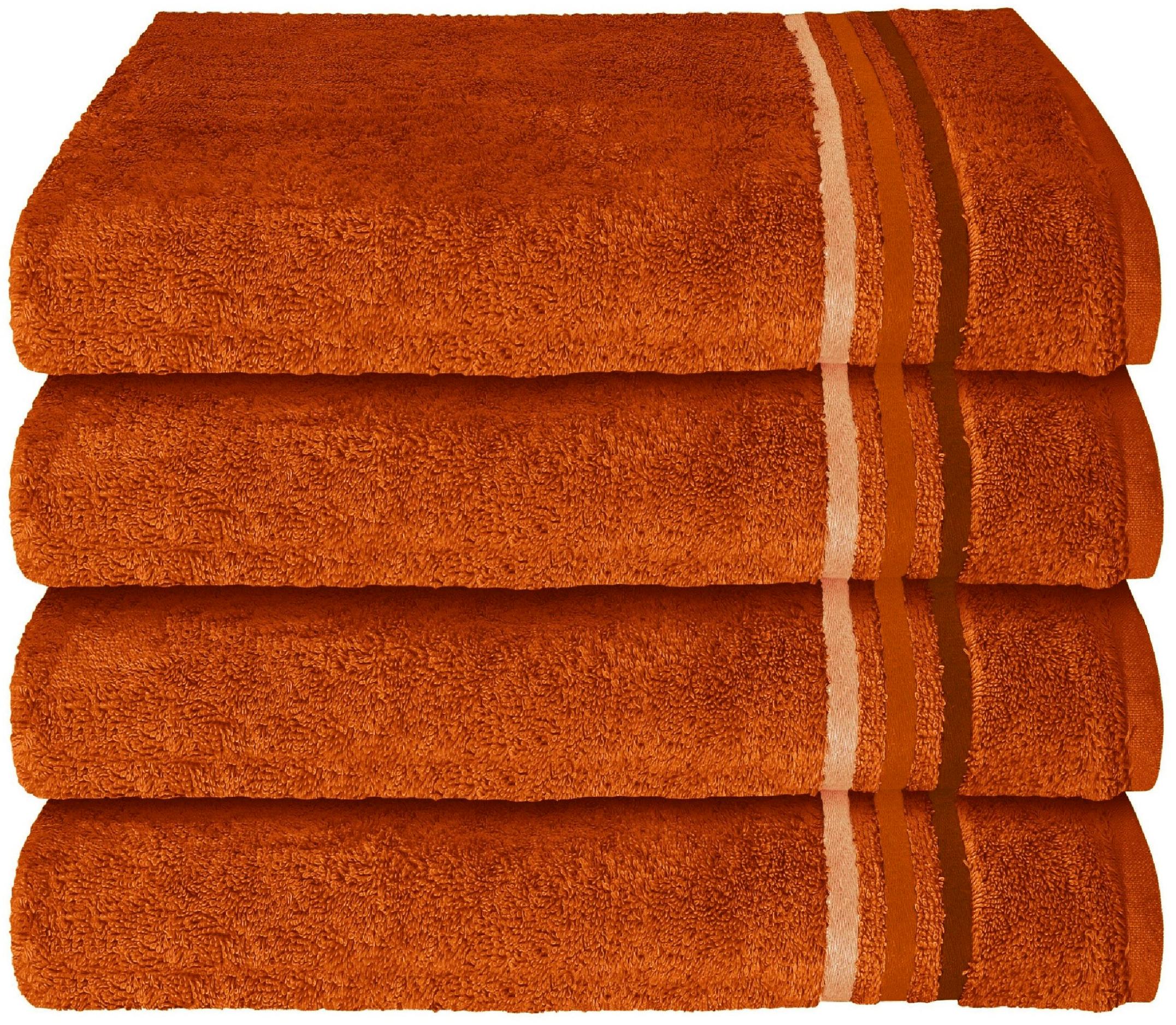Handtücher SCHIESSER "Skyline Color aus 100 % Baumwolle mit eleganter Streifenbordüre", orange (terrakotta), B:50cm L:100cm, Frottier, Frottier, Handtücher, Handtücher, MADE IN GREEN by OEKO-TEX
